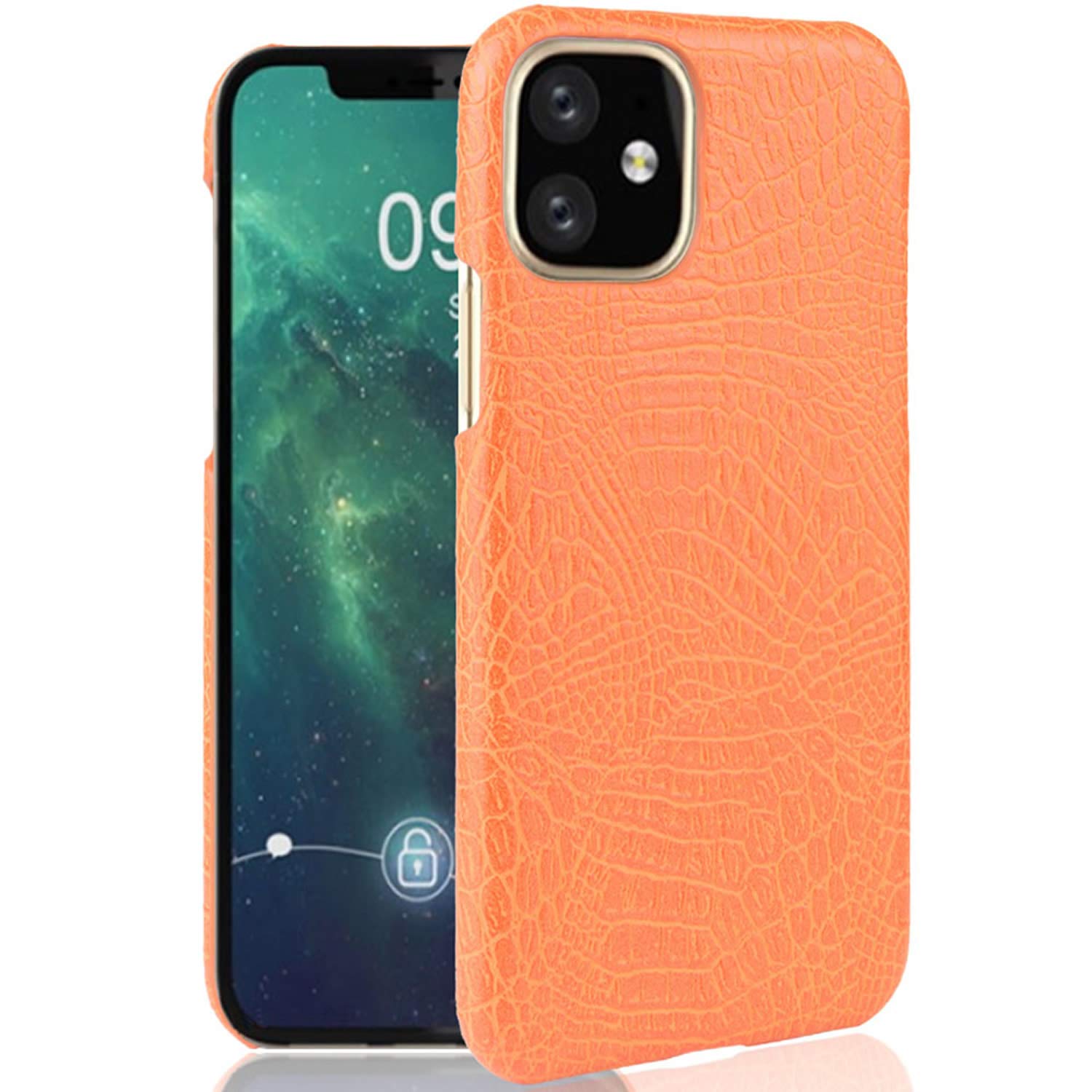 HualuBro iPhone 11 Pro Max Case - Premium PU Leather Ultra Slim Shockproof Protective Cover for Apple iPhone 11 Pro Max 6.5 Inch (2019) - Crocodile Orange | Perfect for Daily Use, Business Meetings & Travel Protection