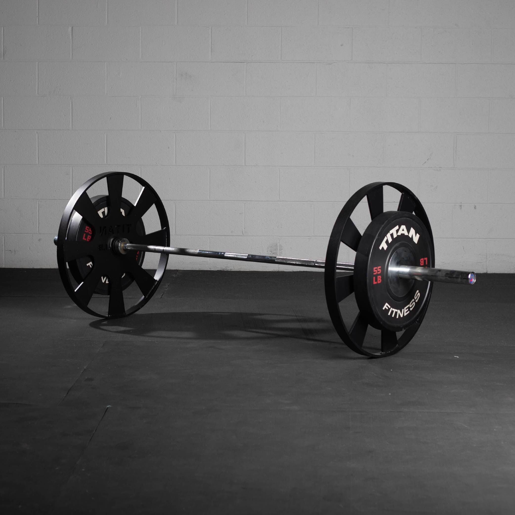 Titan Fitness 45 LB Wagon Wheel Pulling Blocks - 26-inch Steel Deadlift Weight Plates for Strength Training & CrossFit Workouts