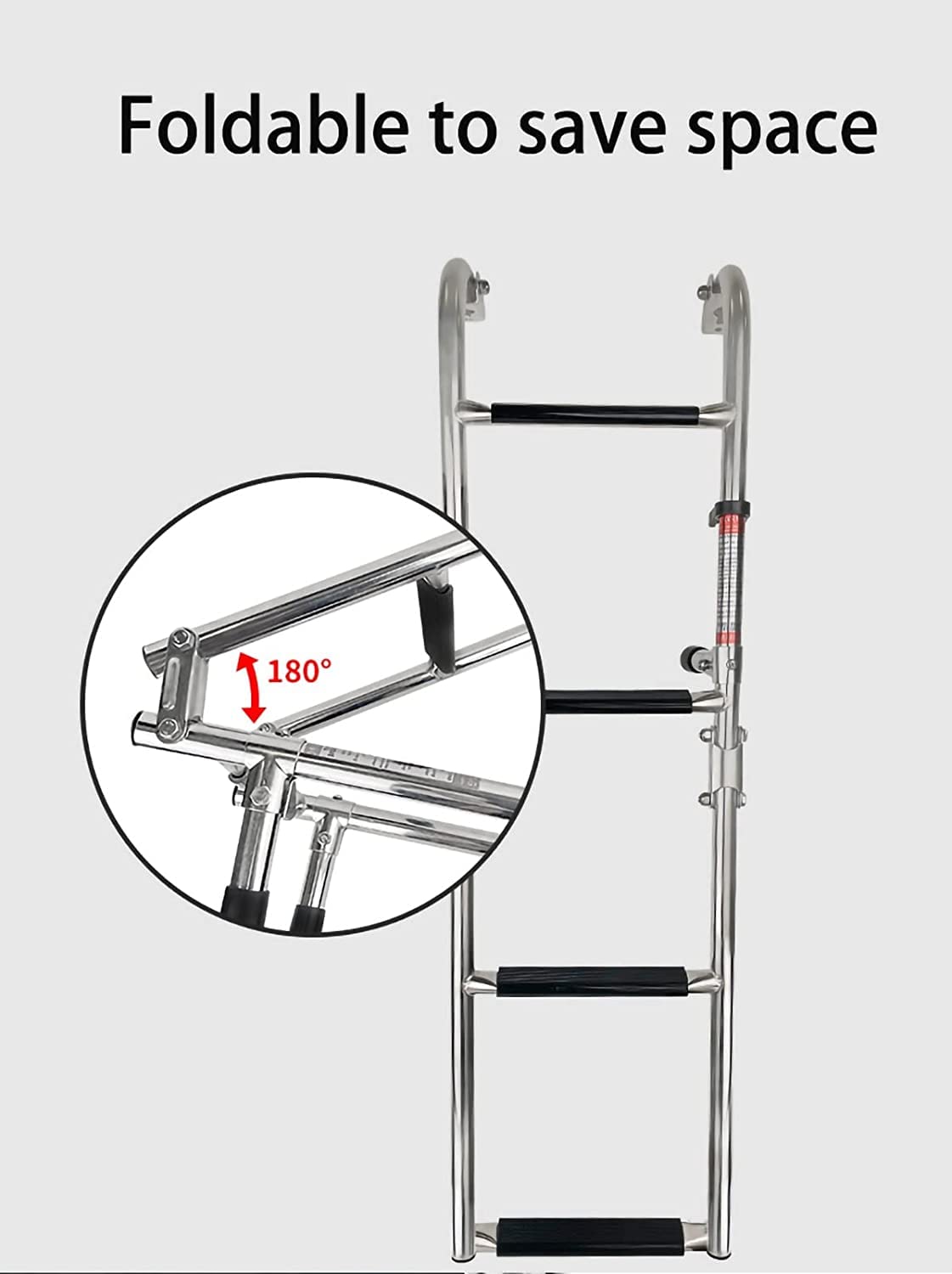 Stainless Steel 4-Step Telescoping Pontoon Boat Ladder - Lightweight Marine Swim Deck Ladder for Yachts, Pools & Rear Entry | Perfect for Swimming, Diving & Water Sports Activities
