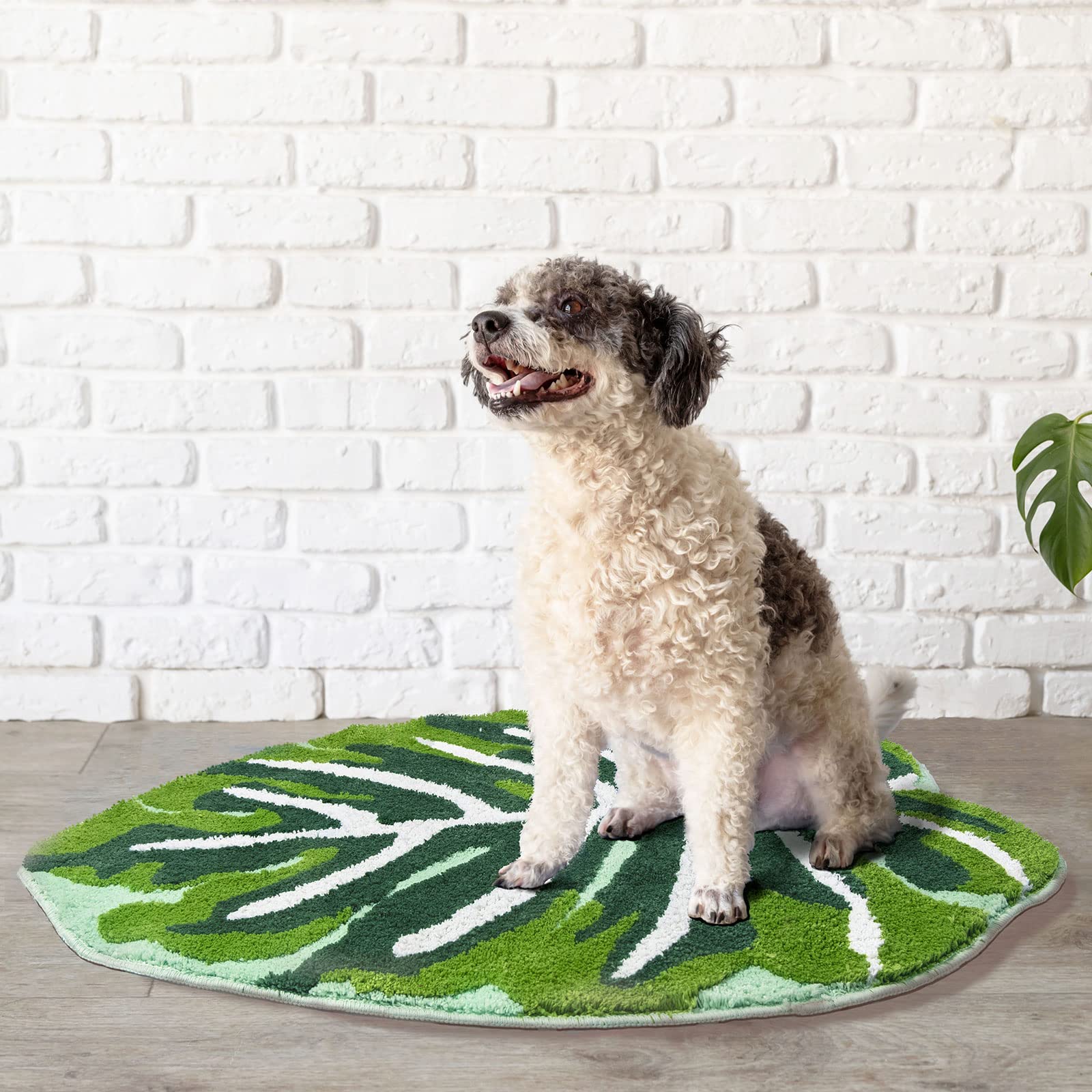 Non-Slip Green Leaf Kids Rug - 2.6'x4' Washable Nursery Carpet, Cute Bath Mat for Bedroom, Bathroom & Playroom | Boho Home Decor for Children's Safety & Comfort