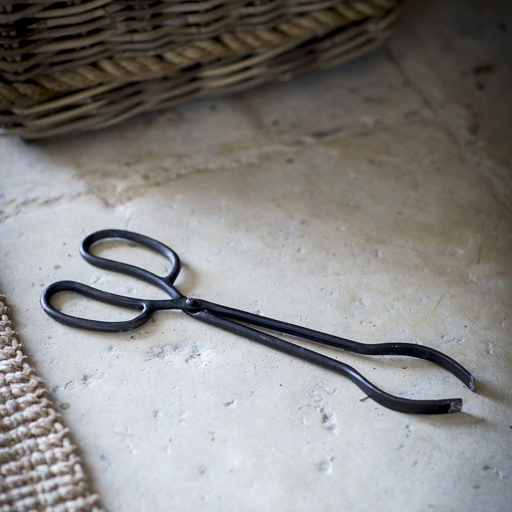 Heavy Duty Cast Iron Coal Tongs - Fireplace & BBQ Grill Accessories for Camping, Fire Pit & Outdoor Cooking