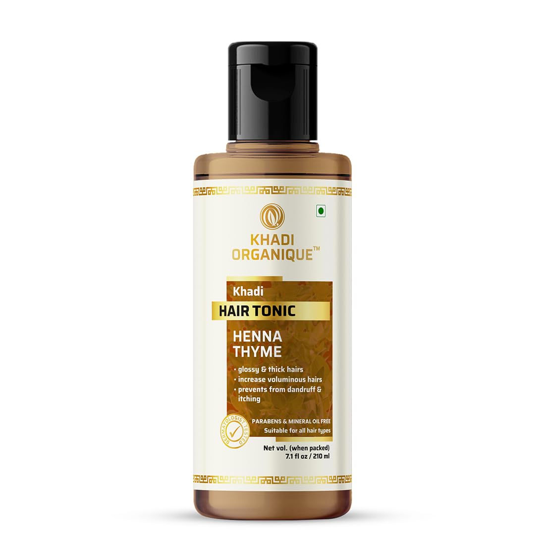 Khadi Organique Henna & Thyme Natural Hair Tonic - Paraben & Mineral Oil Free (1 Pack) | Promotes Hair Growth & Scalp Health for All Hair Types