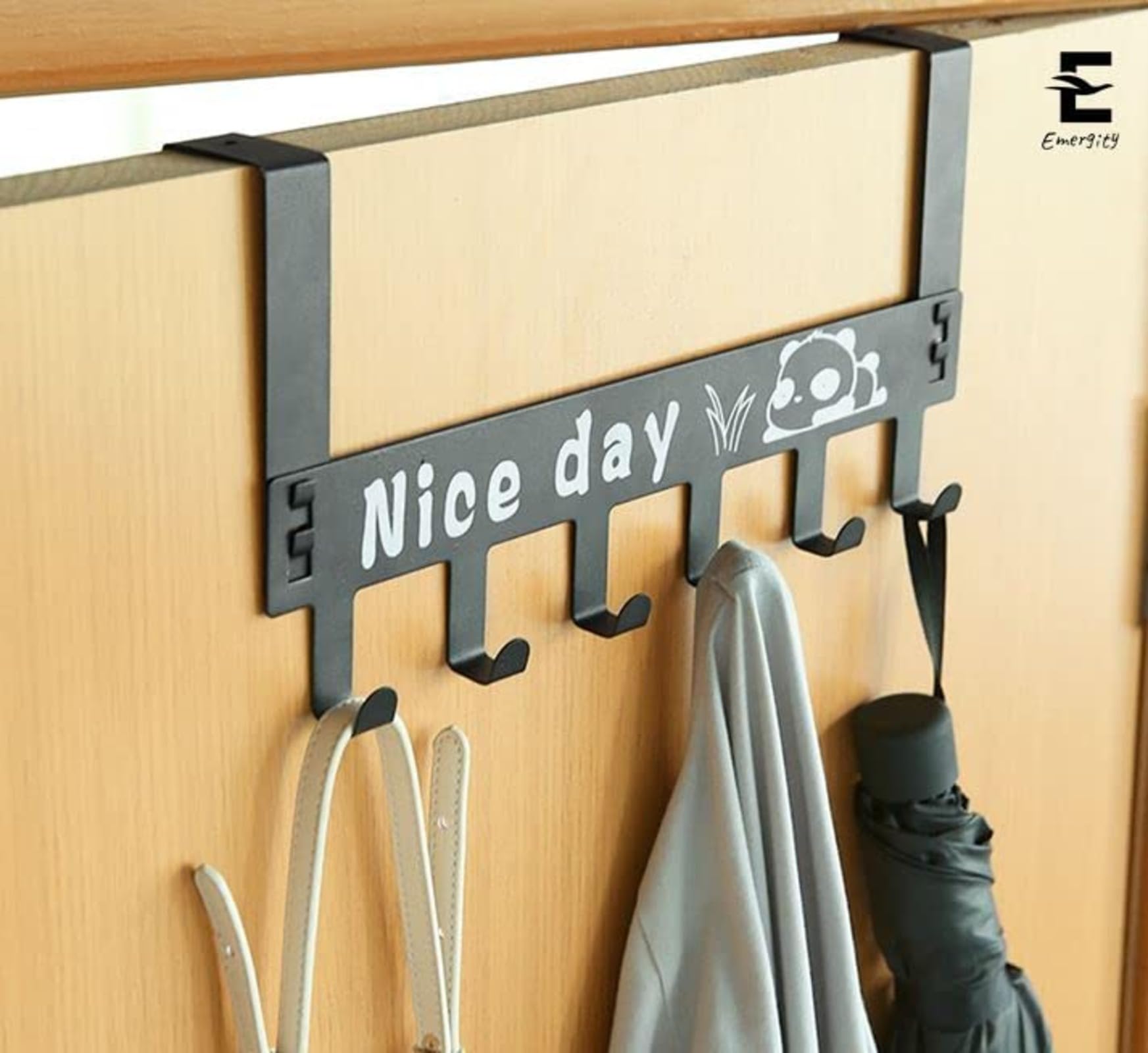 Kmils No-Drill Over The Door Hook Hanger for Clothes - Heavy Duty Carbon Steel Closet Organizer (Black, Pack of 1) - Perfect for Bedroom, Closet, Bathroom & Dorm Organization
