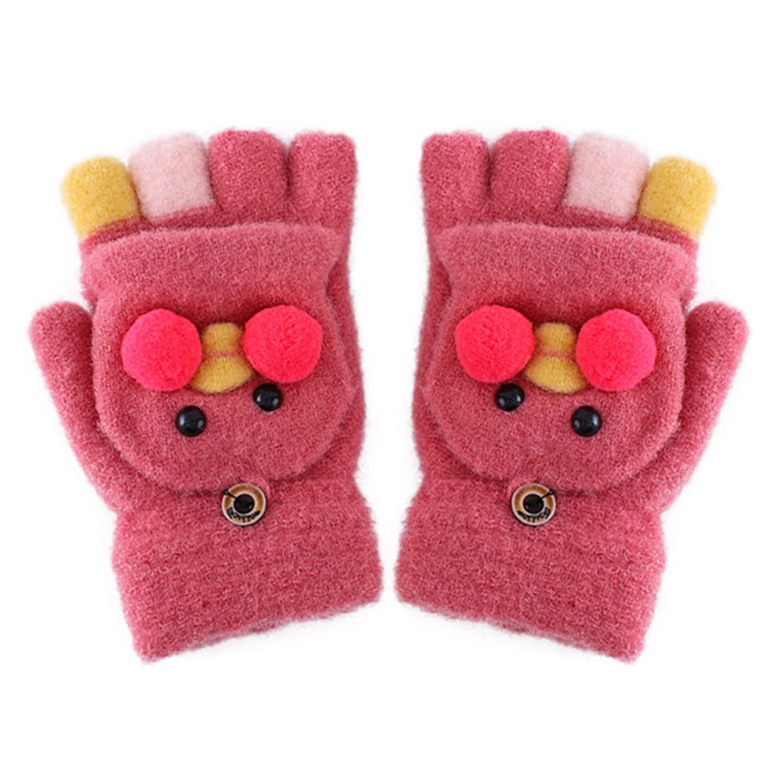 Convertible Fingerless Mittens for Kids - Warm Knitted Winter Gloves with Flip Top for Boys & Girls - Perfect for Outdoor Play, Snow Activities, and Cold Weather Protection