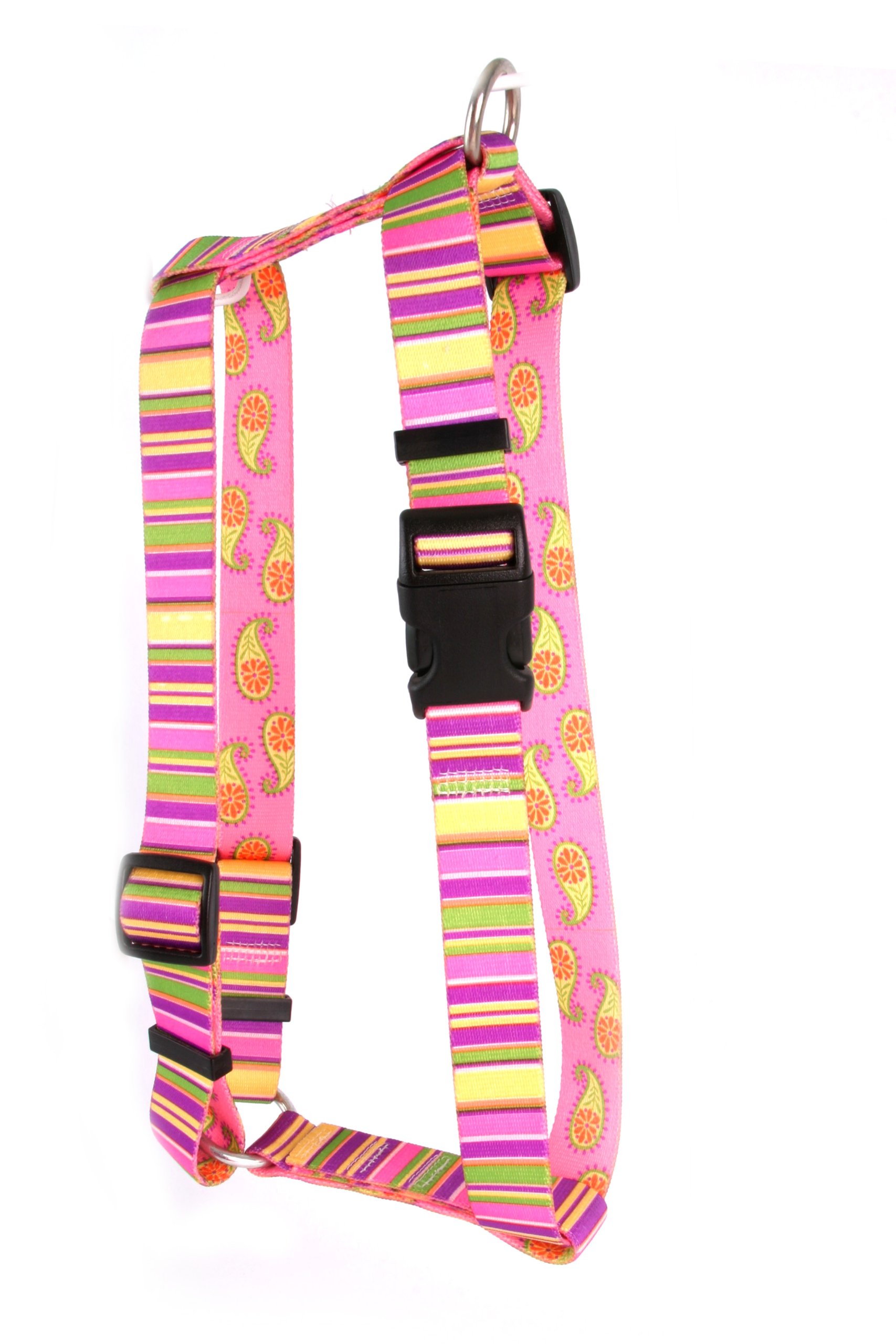 Yellow Dog Design Roman Harness for Large Dogs - X-Large Size, Pink Stripes Pattern - Durable & Adjustable Dog Walking Gear for Outdoor Adventures, Training & Daily Walks