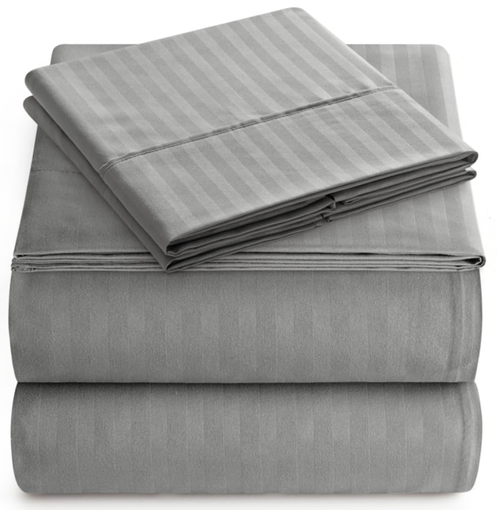 Queen Size Sheet Set - 4-Piece Soft & Cooling Microfiber Bedding with Deep Pockets - 1 Fitted Sheet, 1 Flat Sheet, 2 Pillowcases - Wrinkle-Free & Breathable for All-Season Comfort - Perfect for Master Bedroom, Guest Room, and Vacation Homes