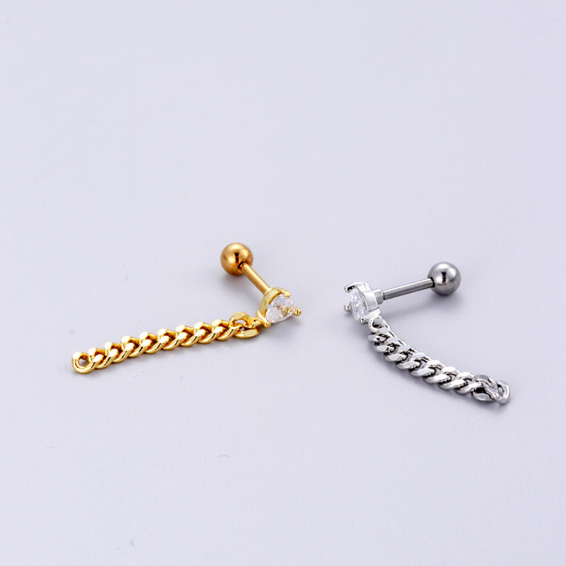 16G Surgical Steel Cartilage Earrings - Heart Dangle Earrings with Ball Back Closure | Hypoallergenic Body Jewelry for Women | Perfect for Daily Wear, Parties & Special Occasions
