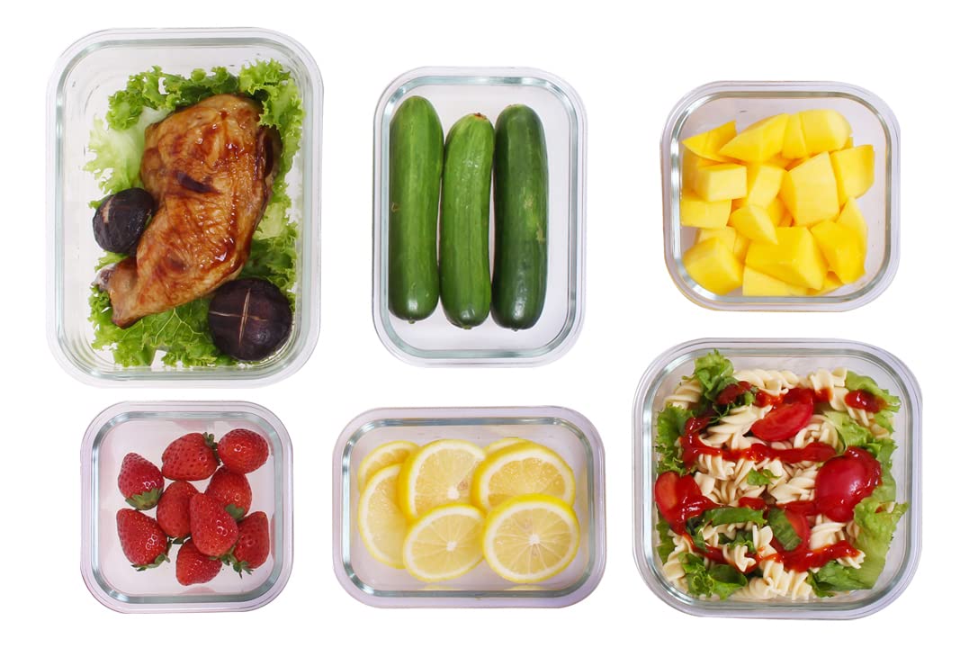 16-Piece Airtight Food Storage Containers Set with 1 Borosilicate Glass Tumbler - Leakproof, Microwave, Freezer & Dishwasher Safe - Includes Wooden Lid, Glass Straw & Cleaning Brush - Perfect for Meal Prep, Leftovers & Office Lunches
