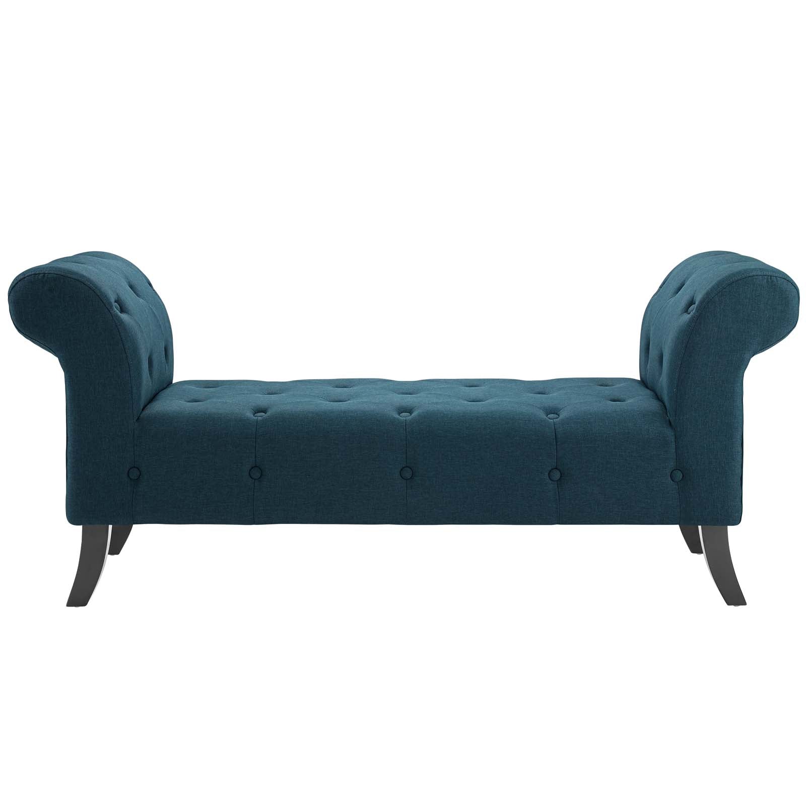 Evince Button Tufted Accent Upholstered Fabric Bench with Storage - Elegant Entryway Seating for Living Room, Bedroom & Hallway
