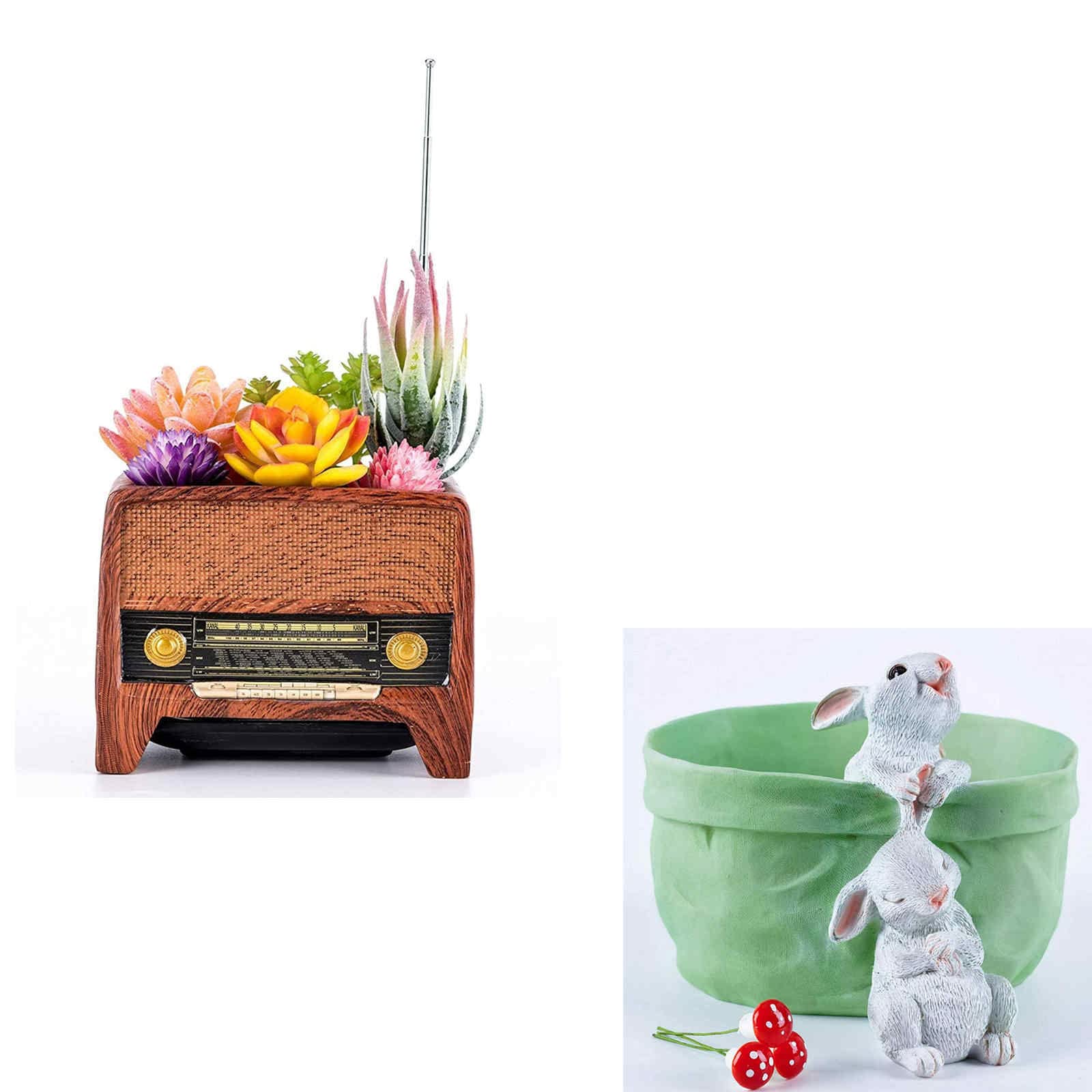 Vintage Succulent Planter Pot with Drainage Hole - Indoor Flower Plant Pot for Home Decor, Cactus & Succulent Plants - Perfect Gift for Plant Lovers, Office Desk & Windowsill Decor