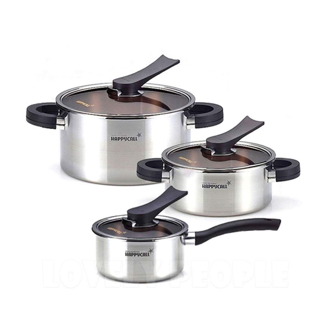 Happycall 3-Ply Stainless Steel Cookware Set - 6-Piece Nonstick Kitchen Pot Set with Lid | Perfect for Boiling, Stewing & Slow Cooking Soups, Stews & Pasta
