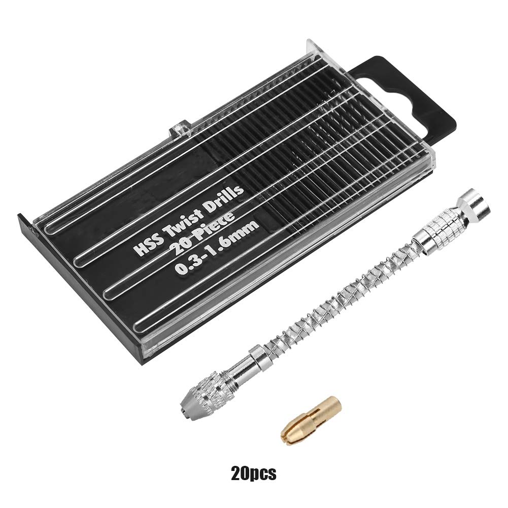 **20Pcs Micro Semi-Automatic Pin Vise Hand Drill Set - Portable Mini Drill Bits & Screwdrivers for DIY, Jewelry Making, Woodworking & Model Crafting**