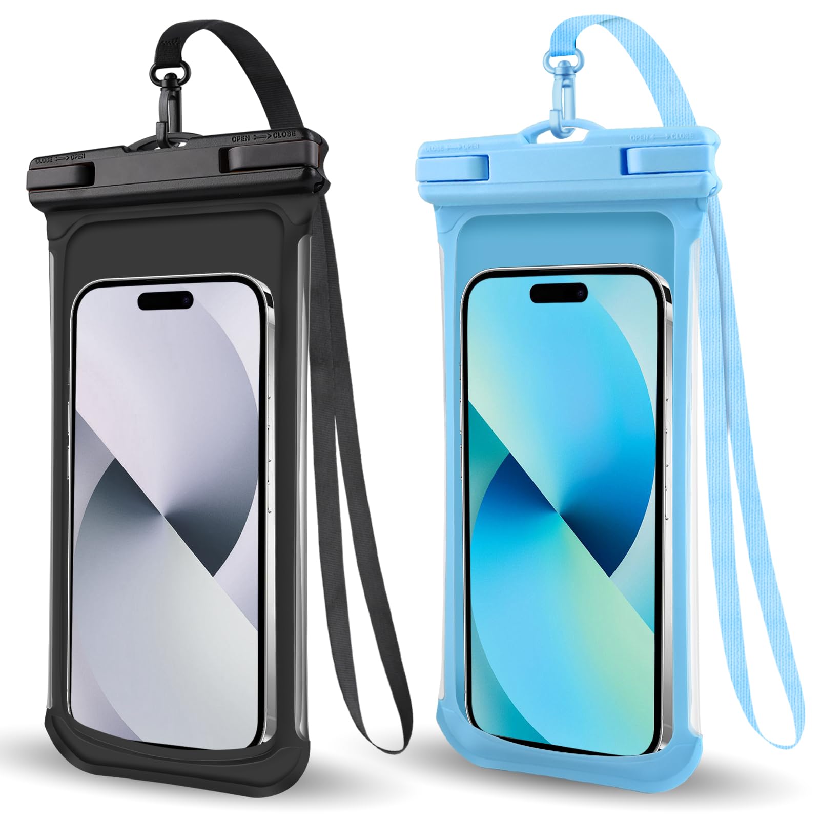 2PCS Waterproof Phone Pouch - IPX8 Certified Universal Phone Case for iPhone 15/14/13 Pro Max & Galaxy S24/S23/Google Pixel (Up to 8