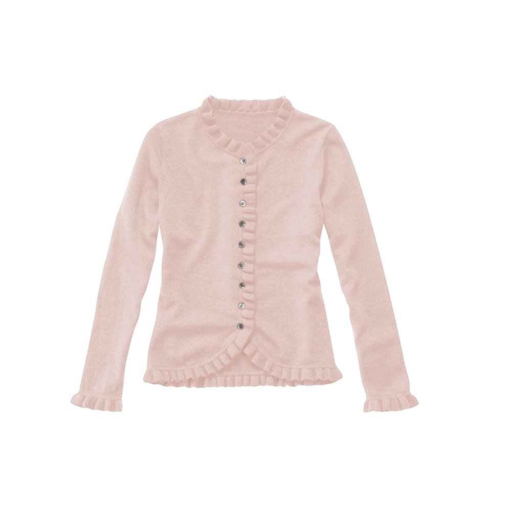 Parisbonbon Women's 100% Cashmere Crew Neck Cardigan Sweater - Soft & Warm Winter Knitwear in Doll Pink Size XS | Perfect for Office, Date Night & Cozy Home Wear