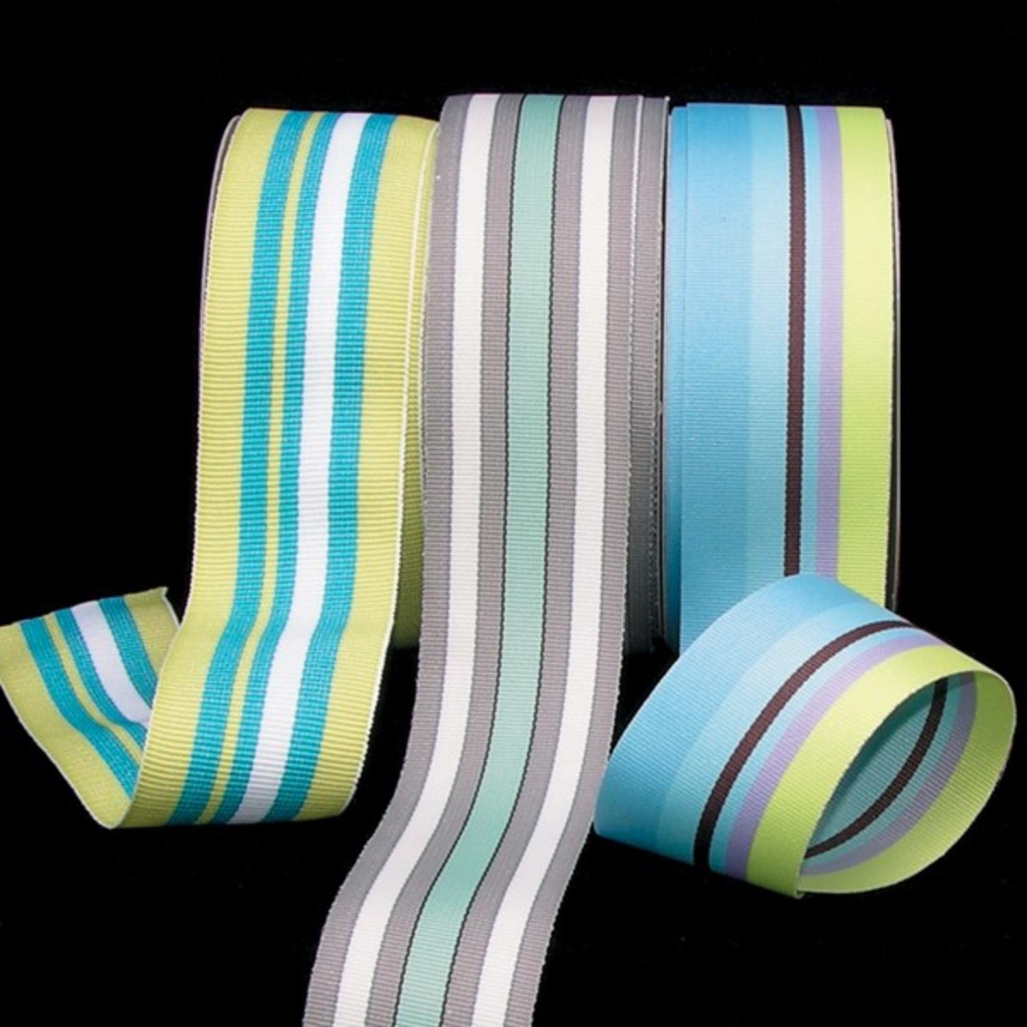 Blue Green Purple Striped Grosgrain Ribbon - 1 Inch x 55 Yards Bulk Roll for Gift Wrapping, DIY Crafts, Hair Bows & Party Decorations