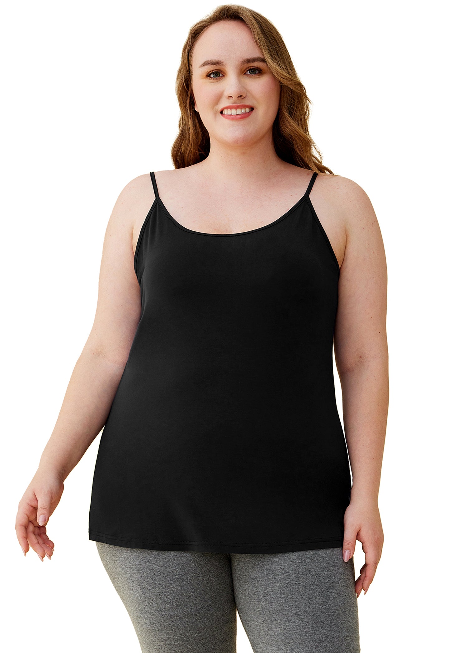 Women's Bamboo Viscose Adjustable Strap Cami Tank Top 3 Pack - Soft Breathable Summer Tops for Casual Wear, Layering & Lounge
