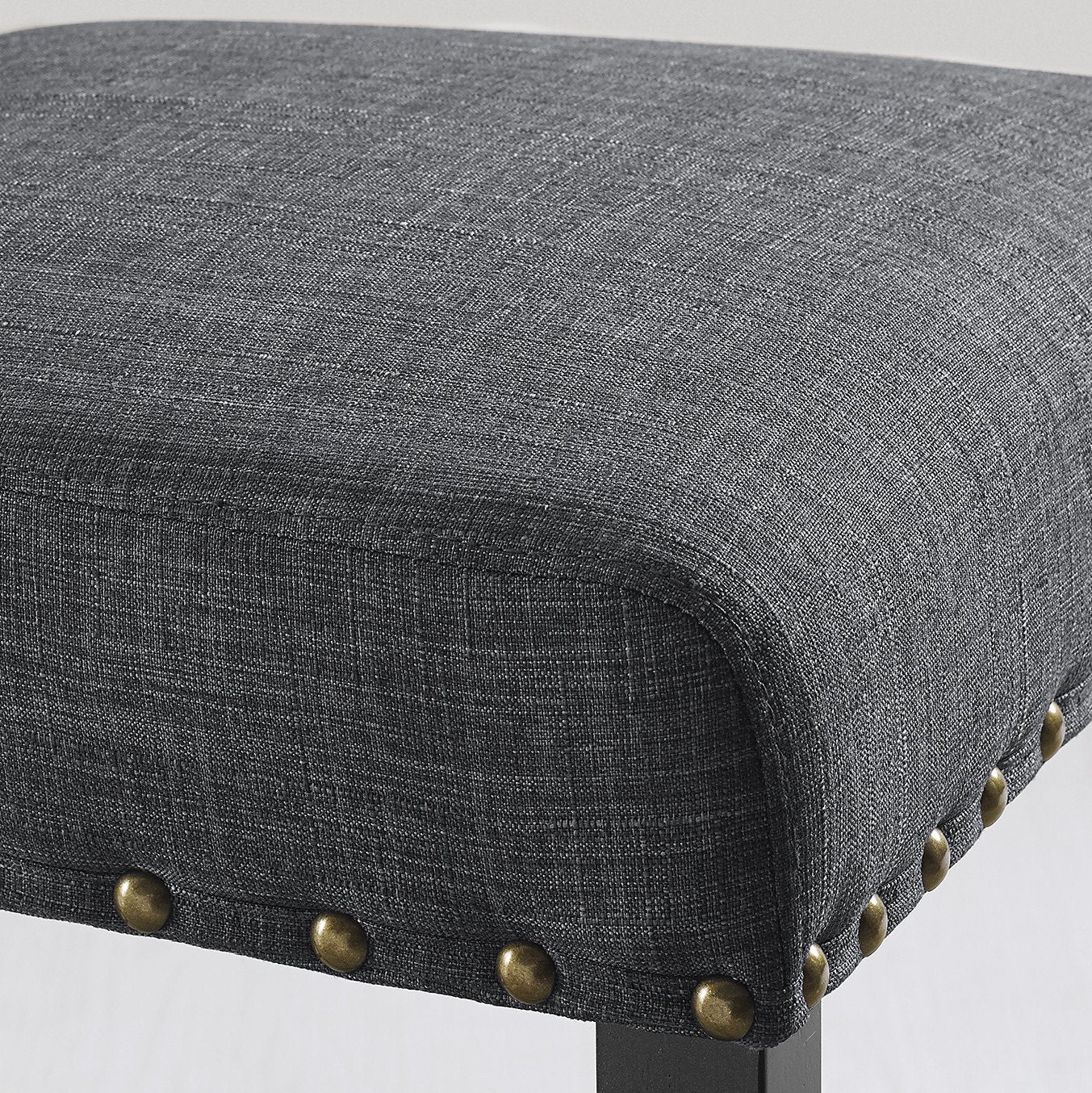 Roundhill Furniture Biony Fabric Dining Chairs with Nailhead Trim - Set of 2, Gray Upholstered Side Chairs for Kitchen, Dining Room, and Breakfast Nook - Comfortable Modern Seating for Home & Restaurant