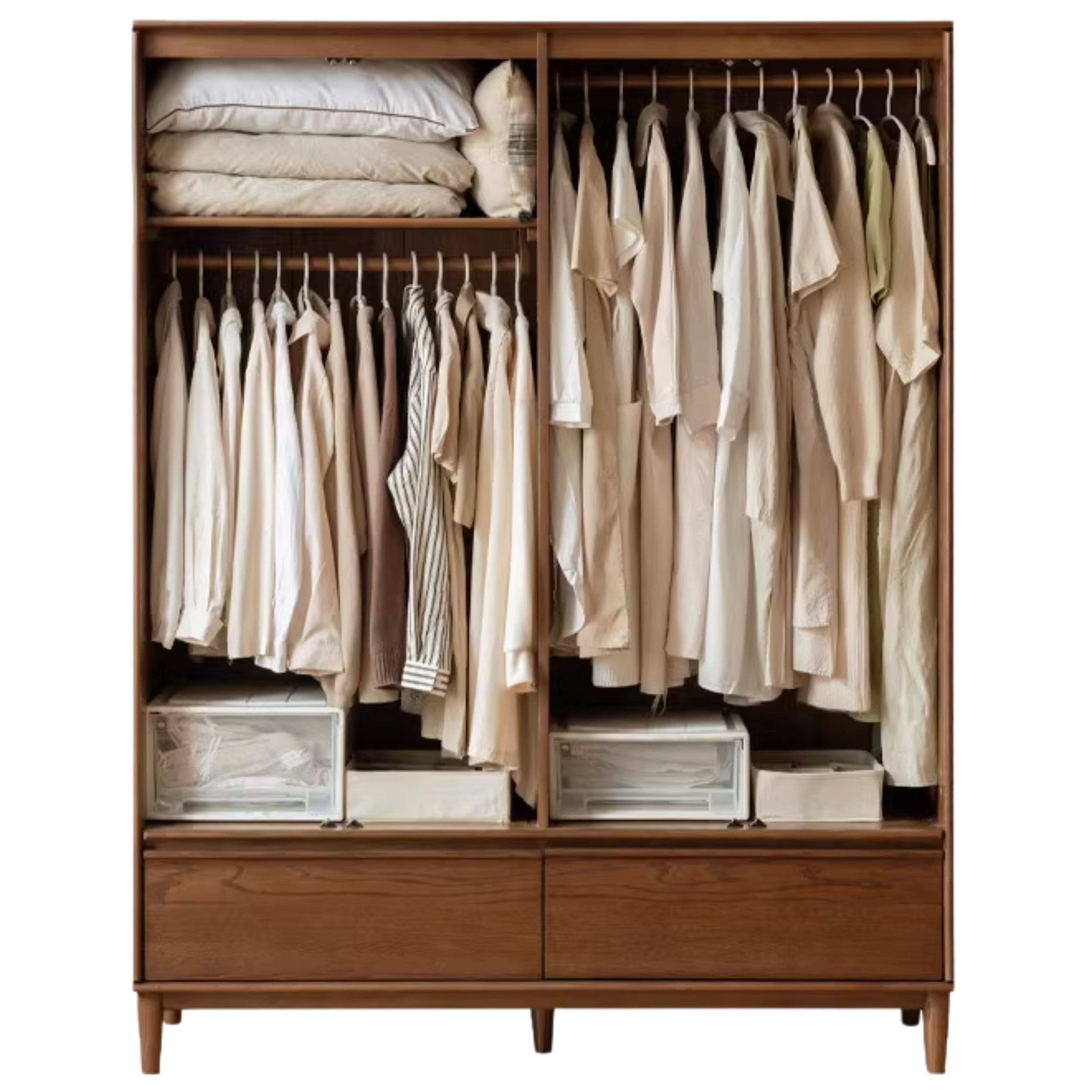 61.4x22.4x78.7 inch / 156x57x200 cm / Walnut Color / Four door wardrobe