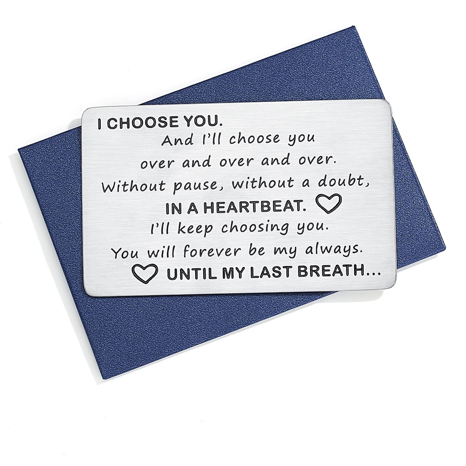 Romantic I Choose You Wallet Card - Anniversary, Birthday, Valentine's Day Gift for Husband, Boyfriend, Groom | Christmas Stocking Stuffer, Father's Day, Graduation Present | Perfect for Wallets, Love Notes & Special Occasions