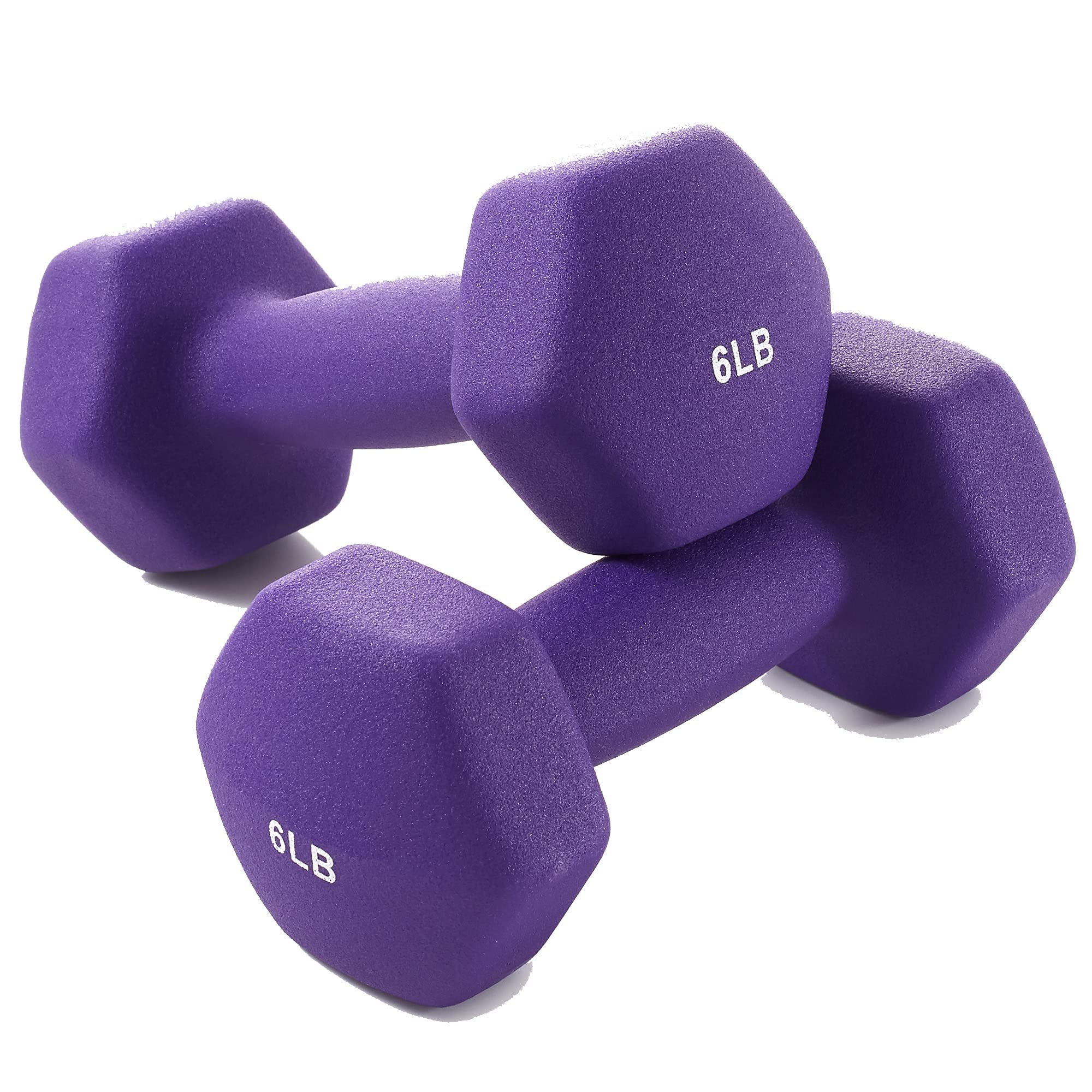 Purple 6lb Neoprene Hex Dumbbell Set of 2 - Workout & Strength Training Equipment for Home Gym, Fitness, and Weight Lifting - Perfect for Women, Men, Beginners & Advanced Users