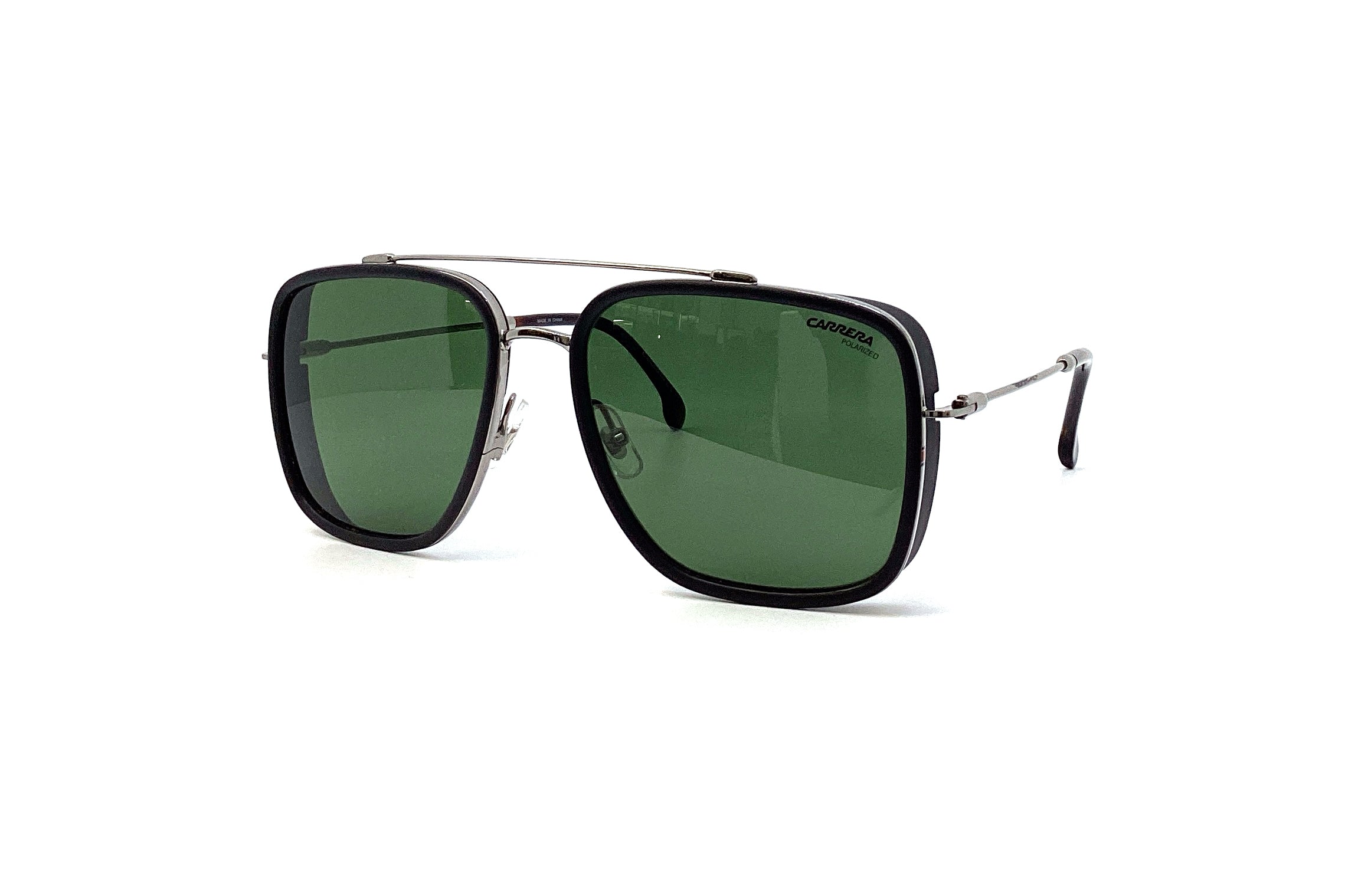 Carrera 207/S Sunglasses - Polarized UV Protection for Men & Women - Stylish Black Aviator Sunglasses for Driving, Running, and Outdoor Activities