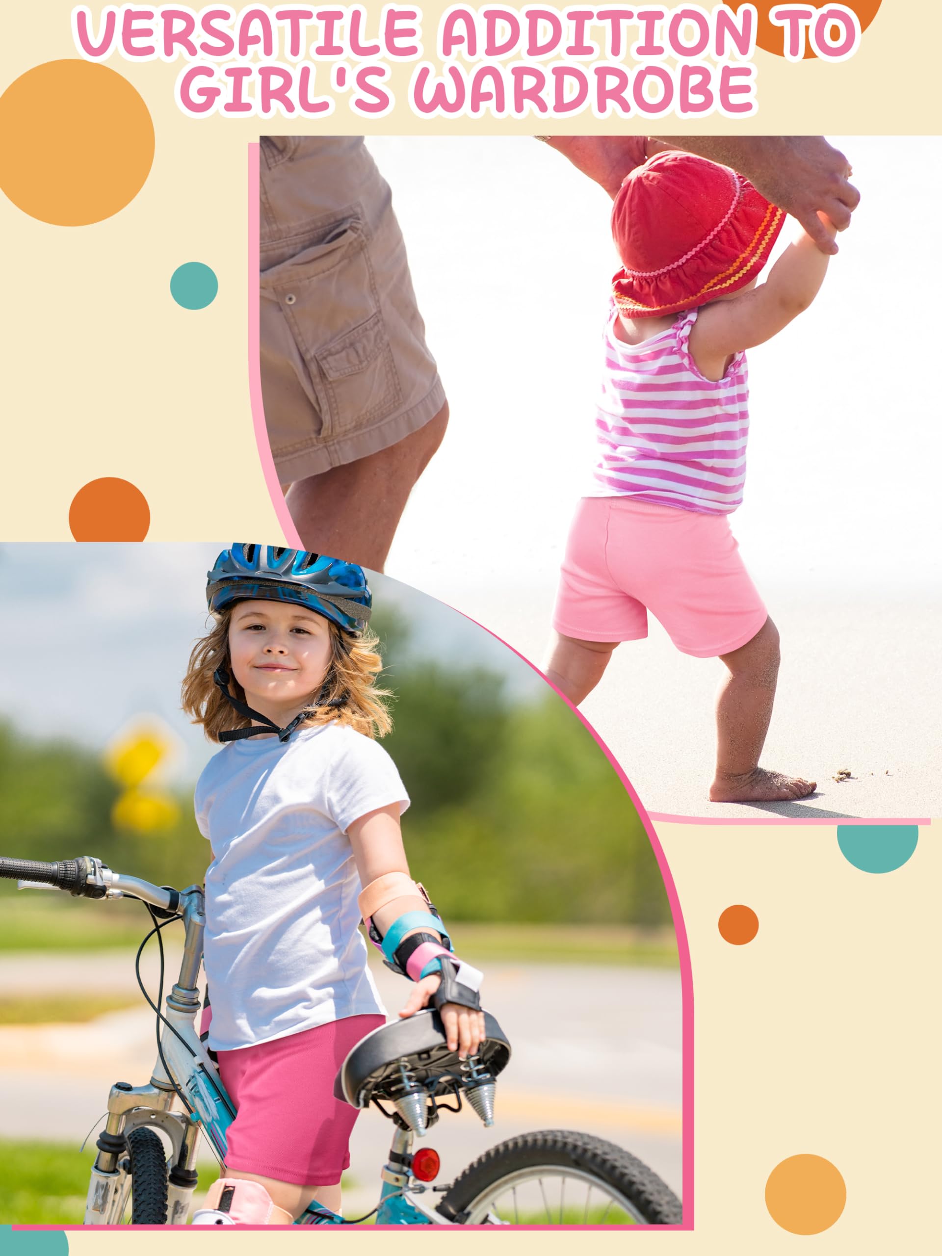 Resinta 4 Pack Toddler Girls Cotton Bike Shorts - Soft Breathable Under Dress Safety Shorts for Play, Dance & Cartwheels - Comfortable Stretch Basic Shorts for Toddler Girls 2-5 Years