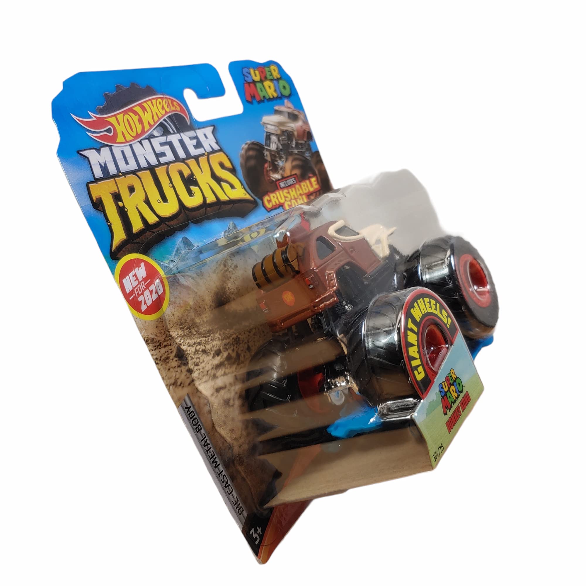 Hot Wheels Monster Trucks 1:64 Scale Super Mario Donkey Kong Die-Cast Vehicle with Crushable Car - Collectible Toy for Kids & Adults - Perfect for Playtime, Display & Gift Giving