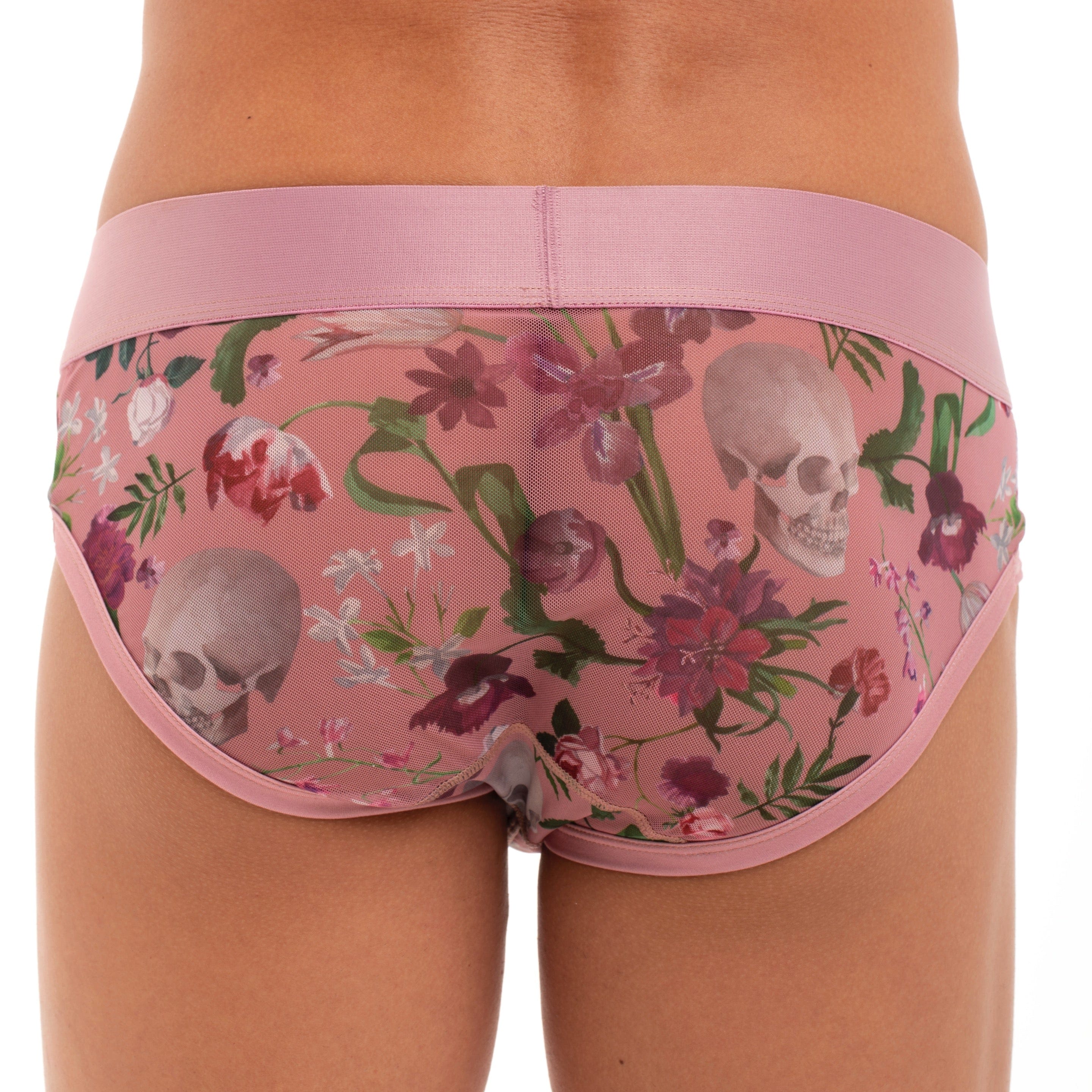 Dutch Floral Mesh Brief Pink - Comfortable Lace Underwear for Women, Breathable & Soft Panties, Perfect for Daily Wear, Sleep & Special Occasions