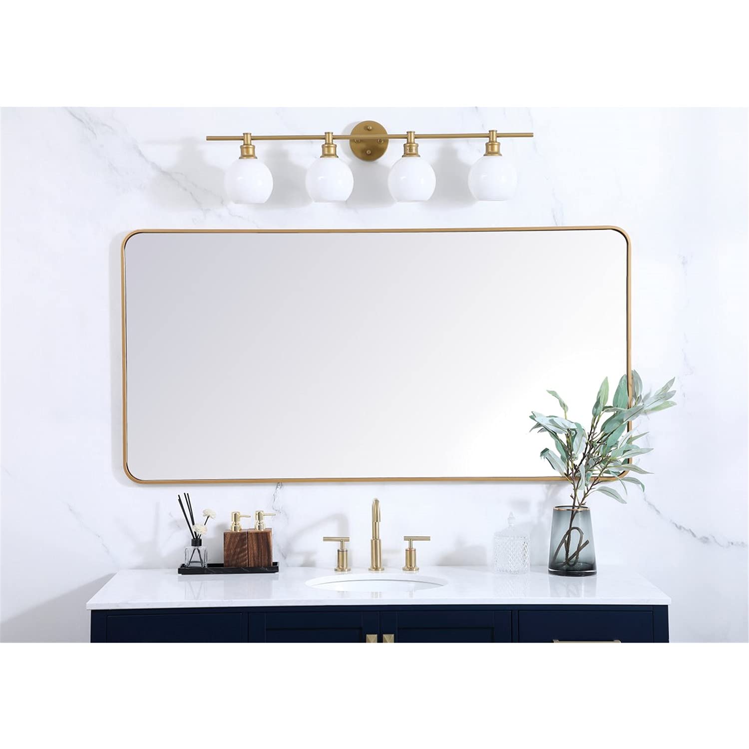 Elegant Brass Rectangular Mirror 30x60 for Home Decor