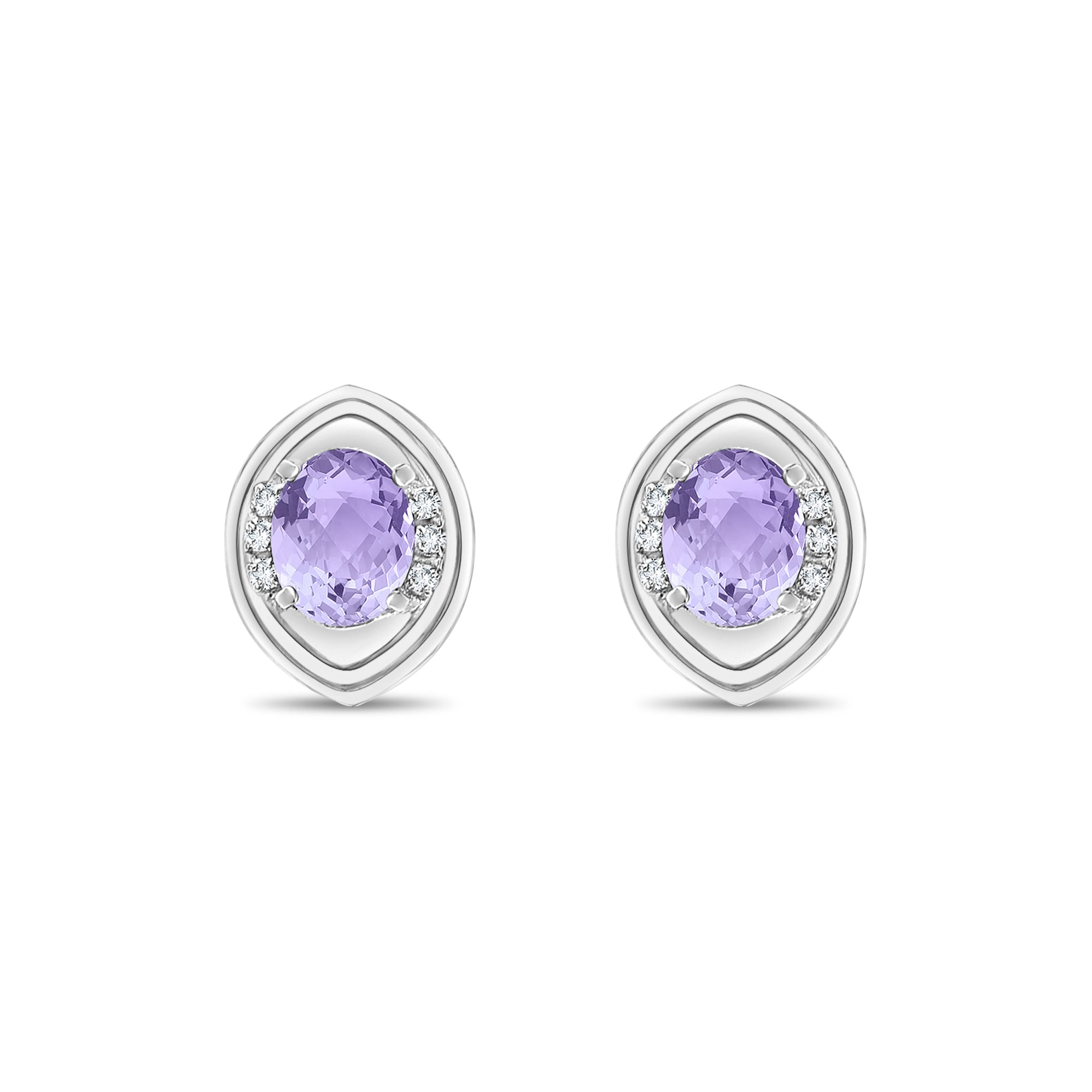 14K White Gold Amethyst Diamond Earrings for Women | Elegant Dangle Drop Earrings for Wedding, Party & Special Occasions