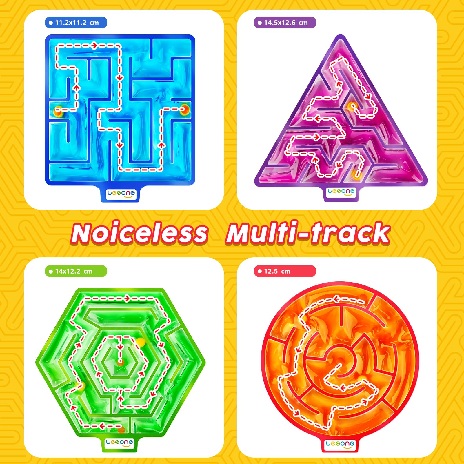 Sensory Fidget Toys for Kids & Adults - 4 Pack Squishy Maze Toys with Goo Filling for Stress Relief, Autism, ADHD - Perfect for Classroom, Office & Home Anxiety Relief