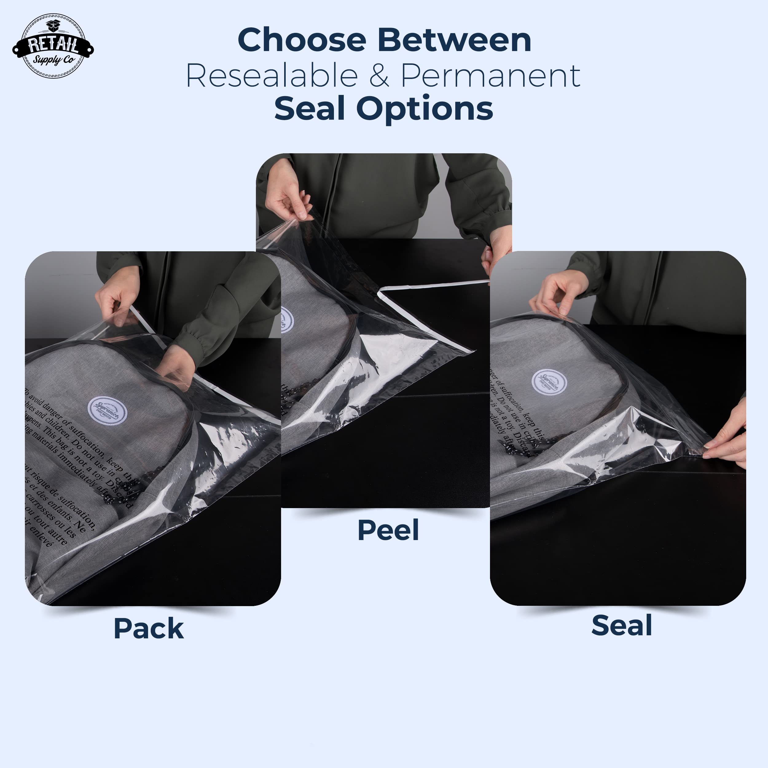 Extra Strong Clear Poly Bags 16x22 Inch with Suffocation Warning - 200 Pack for Retail Packaging, Storage & Shipping | Durable Plastic Bags for Clothes, Crafts & Merchandise Protection