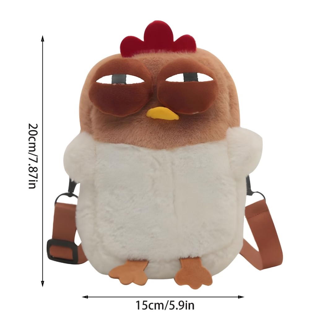 Soft Plush Chicken Shoulder Bag for Women & Kids - Cute Coin Purse & Small Items Organizer - Fashion Crossbody Satchel for Daily Use, Travel, and School Accessories