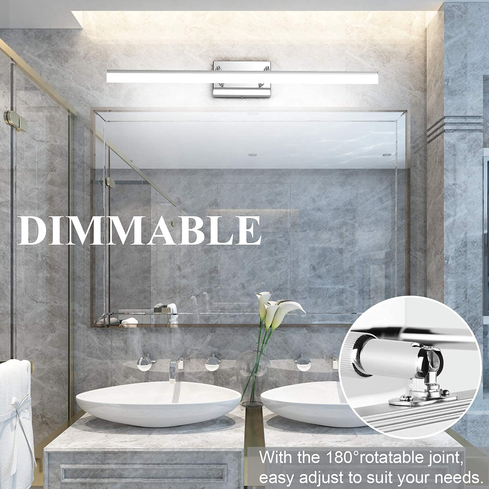 Aipsun Modern LED Vanity Light - Frosted White Acrylic Bathroom Mirror Light Fixture with Energy Saving Dimmable LEDs - Perfect for Bathroom, Dressing Room & Makeup Area Lighting