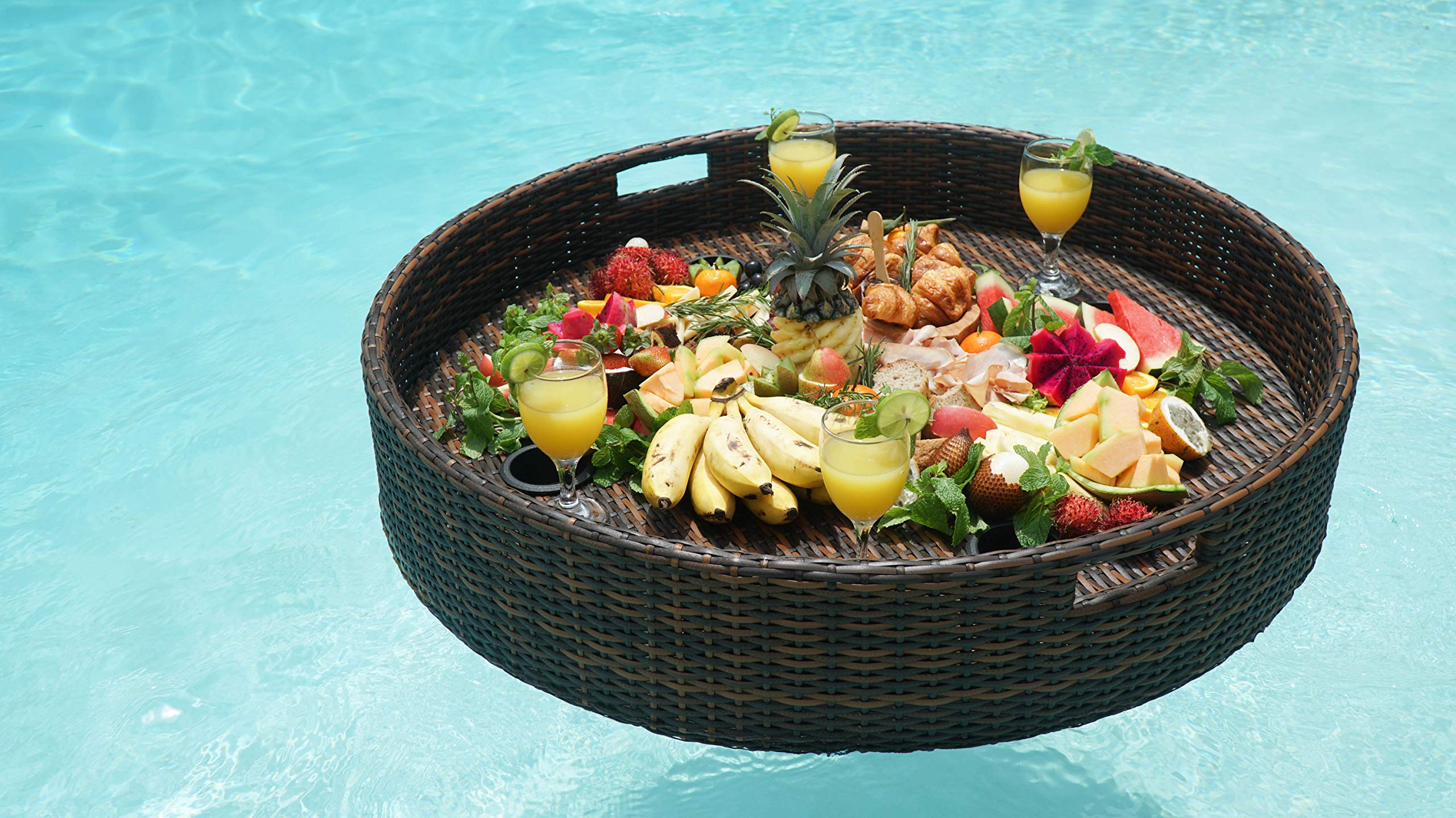 Premium Floating Pool Tray - Extra Large Round Serving Tray for Drinks & Food | Durable Pool Float for Adults, Hot Tubs & Pool Parties | Perfect for Water Brunch, Cocktails & Relaxing by the Pool