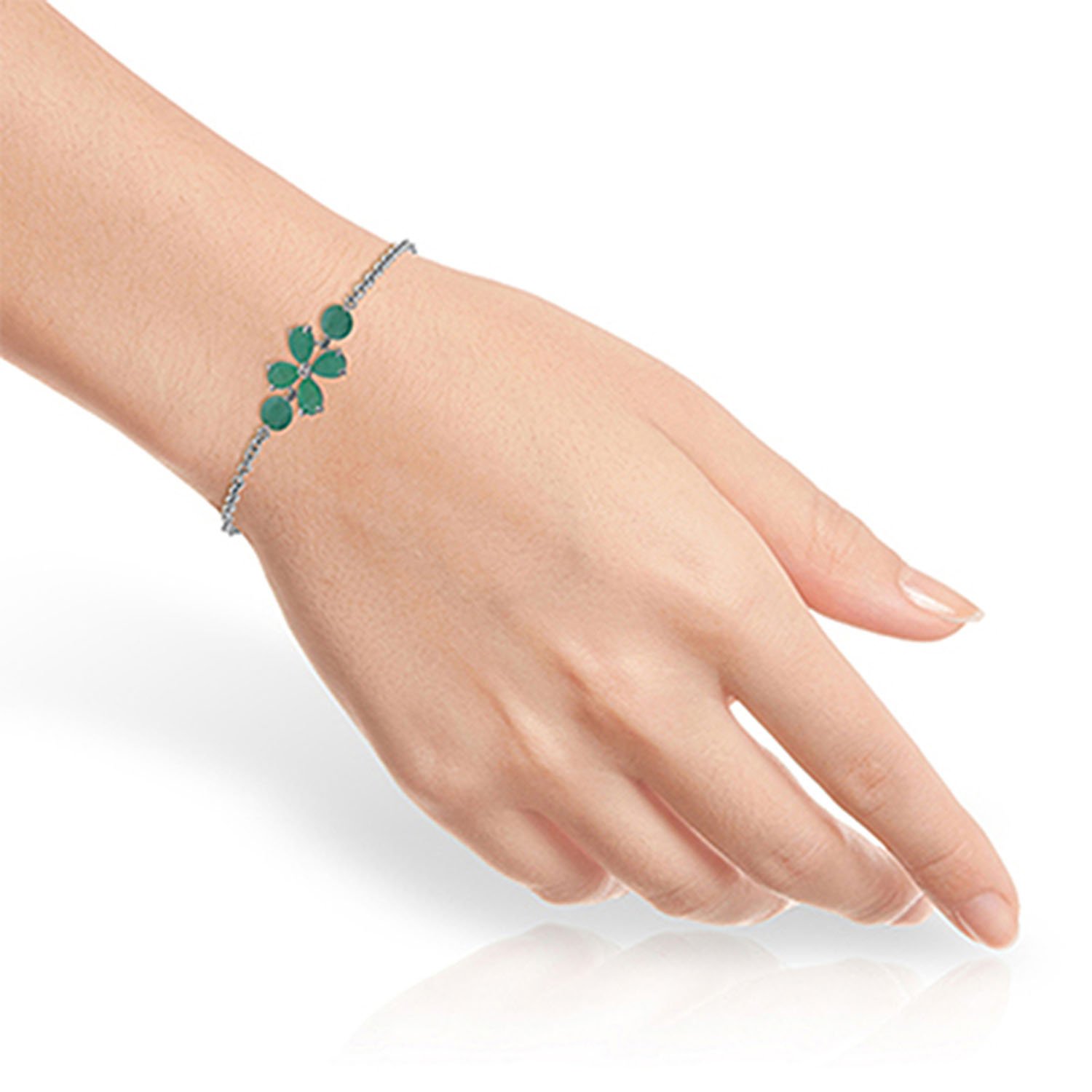 14K Solid White Gold Bracelet with 3.15 Carat Natural Emerald - Galaxy Gold GG Collection | Elegant Jewelry Gift for Women, Perfect for Weddings, Anniversaries & Special Occasions
