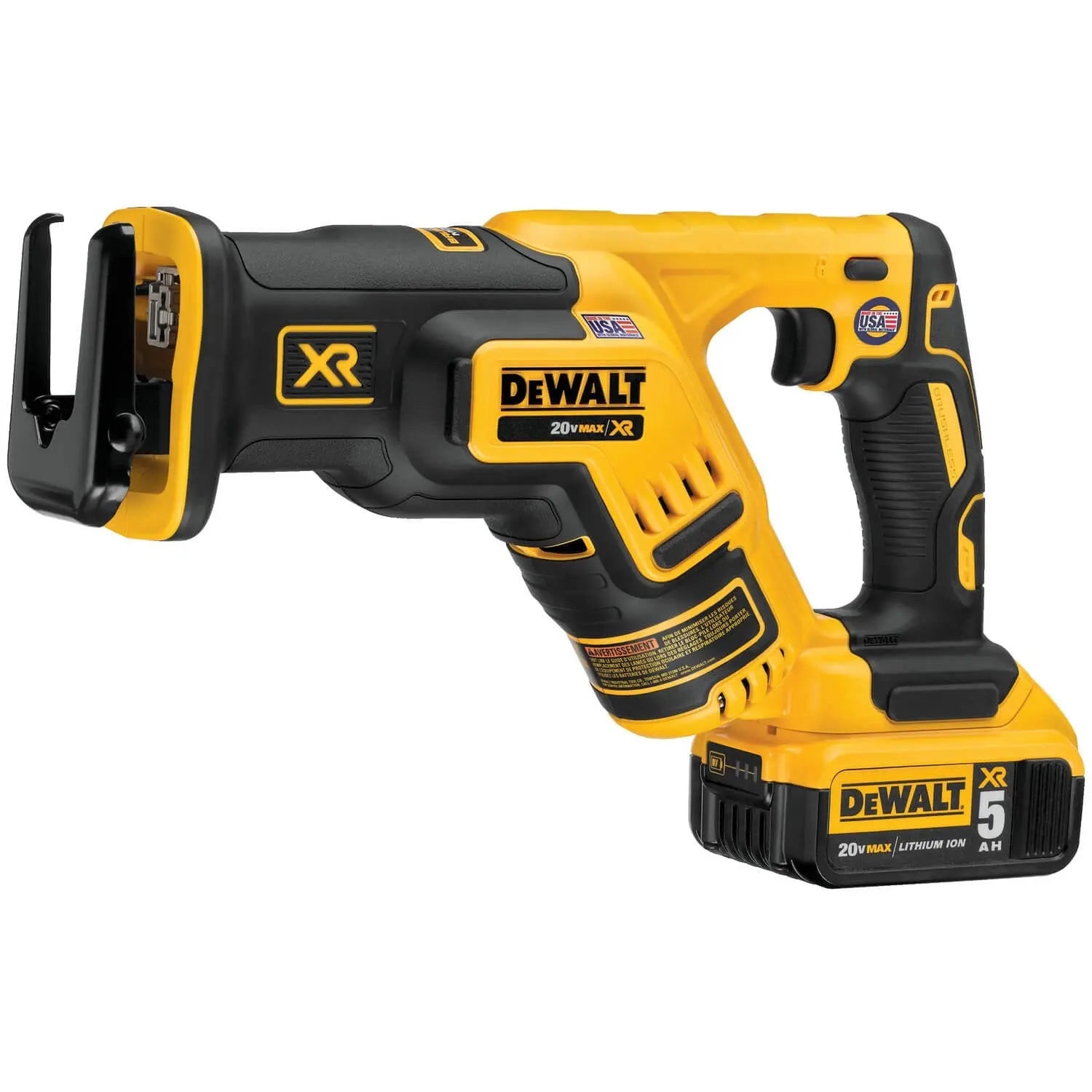DEWALT DCS367P1 20V MAX XR Cordless Reciprocating Saw with 5.0Ah Battery - Compact & Powerful for Wood Cutting, Metal Cutting, Demolition & DIY Projects