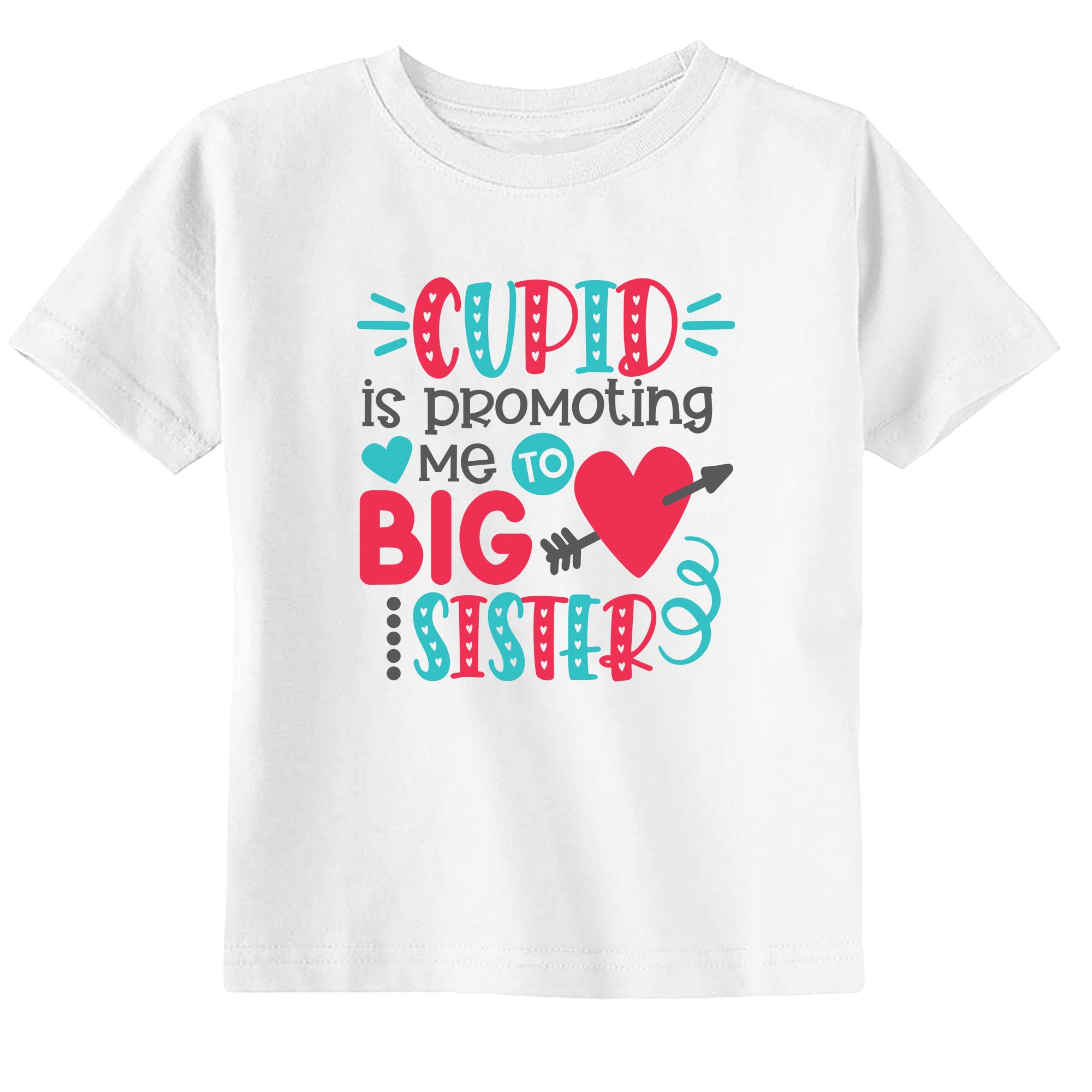 Valentine's Day Big Sister Announcement Baby & Toddler T-Shirt - Cute Cupid Design for Siblings - Perfect for Gender Reveal, Baby Shower & Family Photos