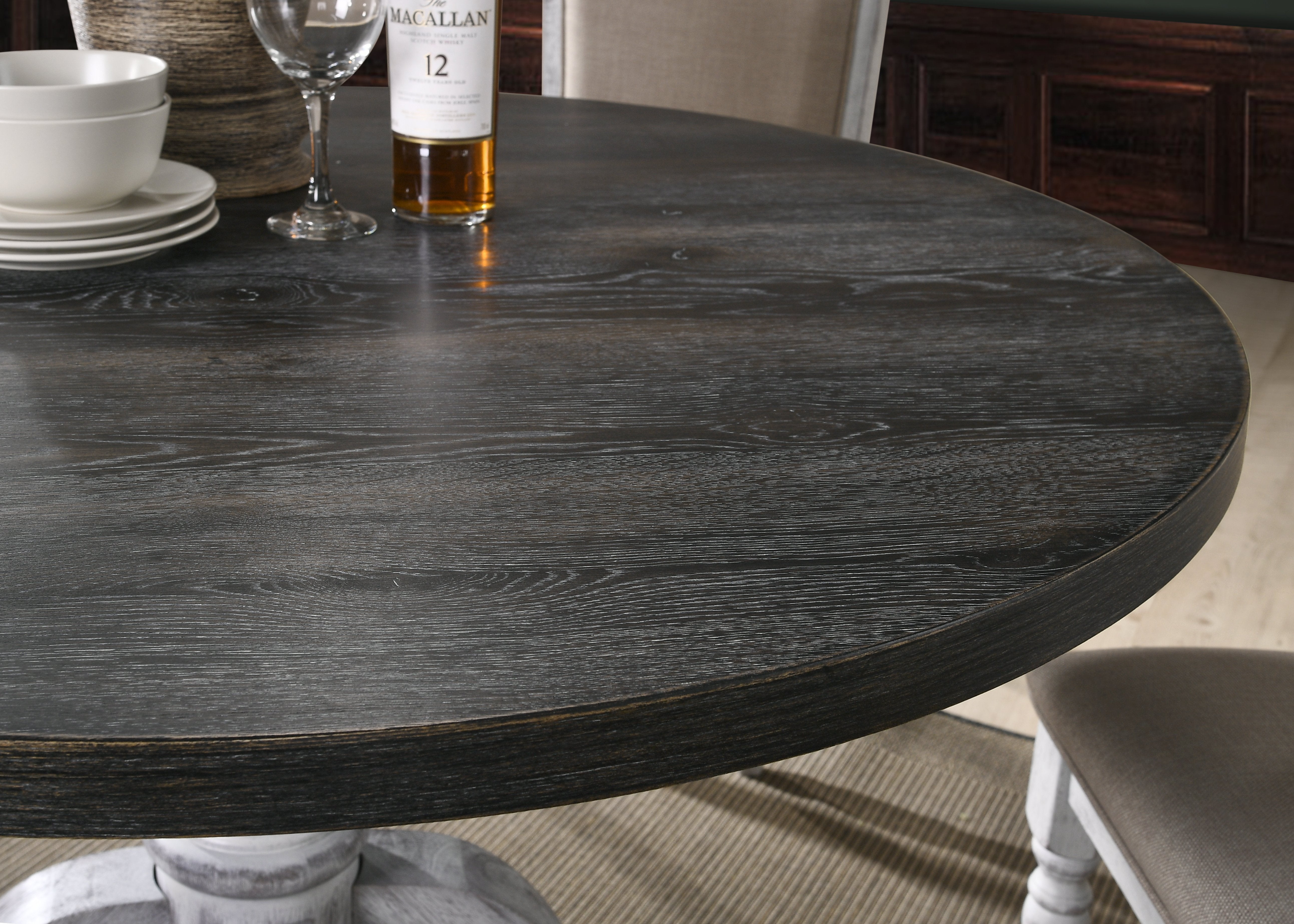 Round Pedestal Wood Dining Table - Roundhill Furniture Iris Collection | Elegant & Durable for Dining Room, Kitchen, or Breakfast Nook