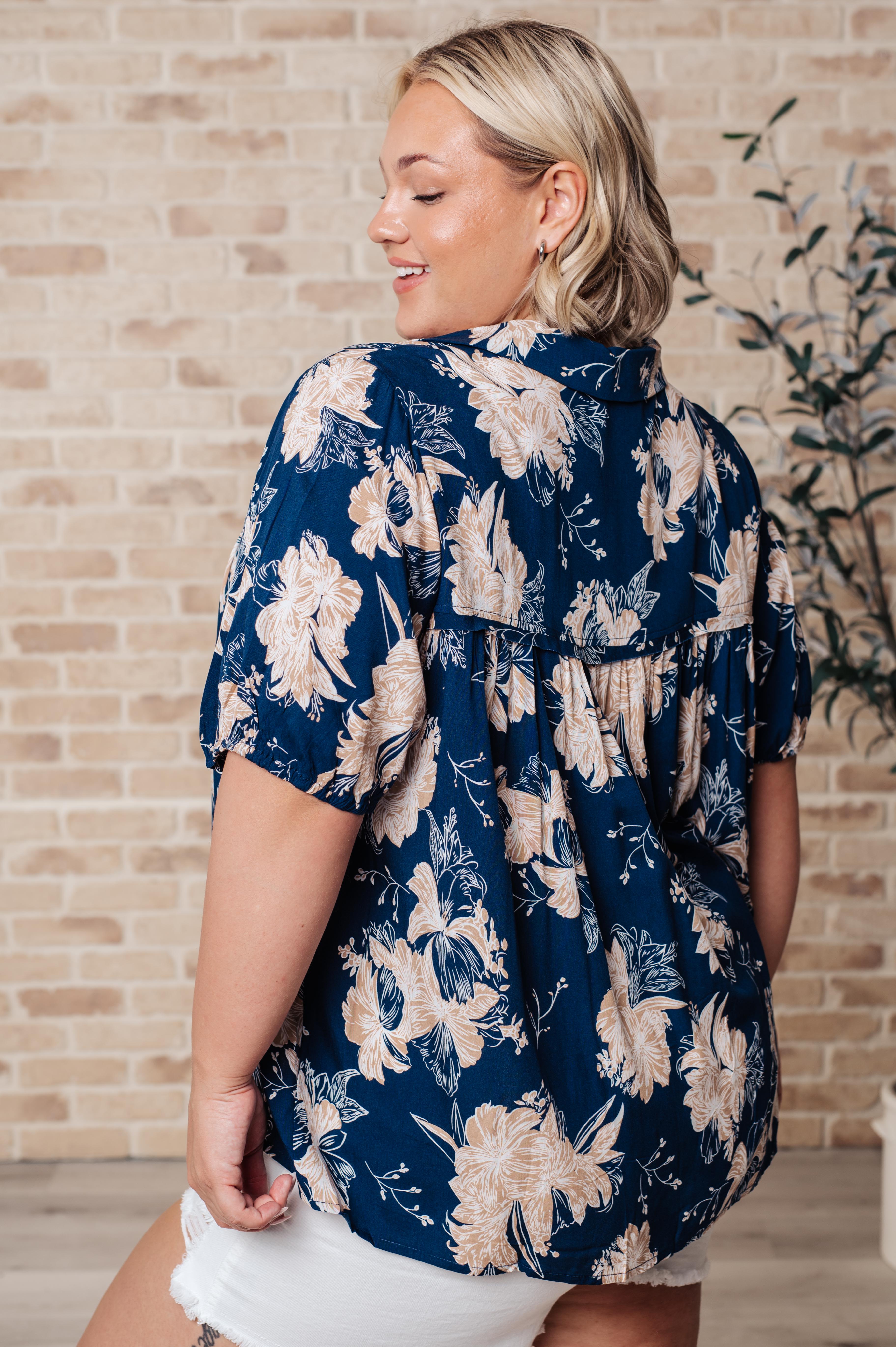 Just Coasting Floral Blouse - Women's Elegant Floral Print Top for Casual Wear, Office & Date Night Outfits | Perfect for Spring & Summer Fashion