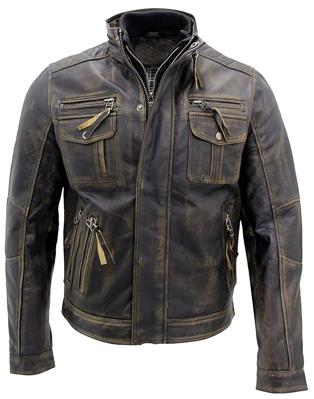 Vintage Cafe Racer Leather Jacket for Men | Motorcycle Riding & Urban Fashion