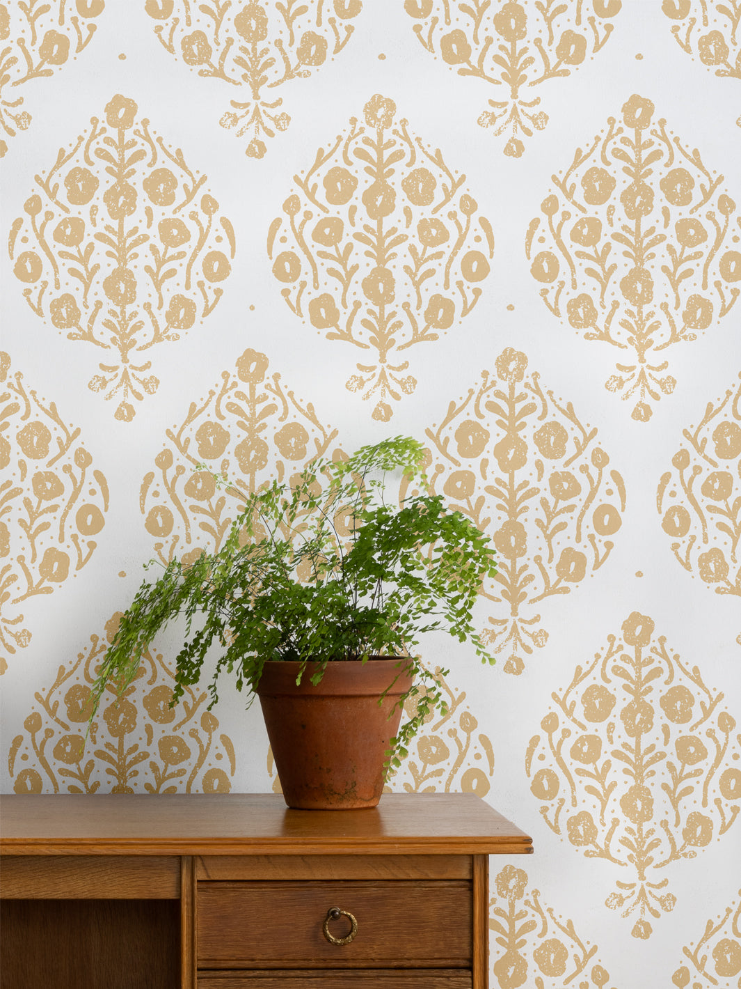 Eleanor White Ground Wallpaper by Sugar Paper Hay - Elegant Floral Peel and Stick Wallpaper for Bedroom, Living Room & Nursery Decor