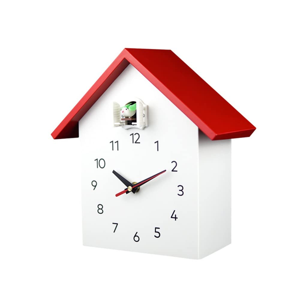 CHYSP Modern Cuckoo Quartz Wall Clock - Decorative Bird Hanging Alarm Clock for Home & Living Room (Red, 25.5x12x26.8cm) | Perfect for Kitchen, Bedroom, Office & Vintage Decor