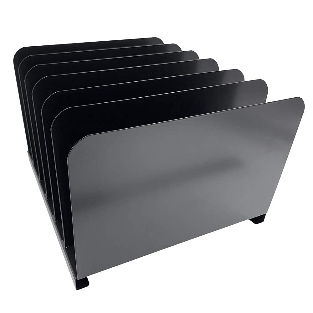 Huron Vertical Desk Organizer with 6 Compartments - Stylish Office & Home Storage Solution for Pens, Scissors, Markers & More | Perfect for Workspace, Study & Craft Room Organization