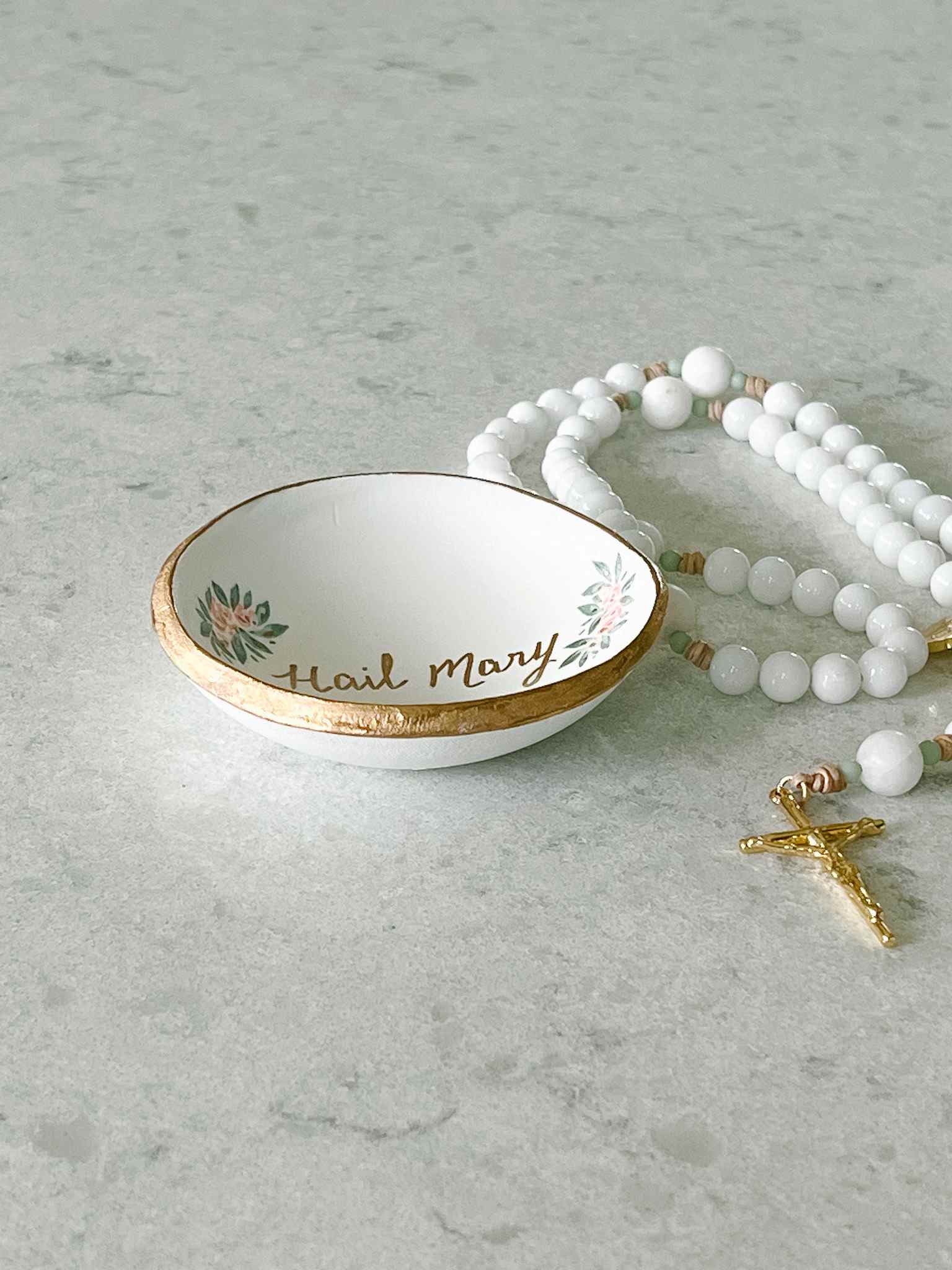 Hail Mary Rosary Dish - Elegant Religious Home Decor for Prayer & Meditation | Perfect for Catholic Gifts, Church Events & Spiritual Spaces