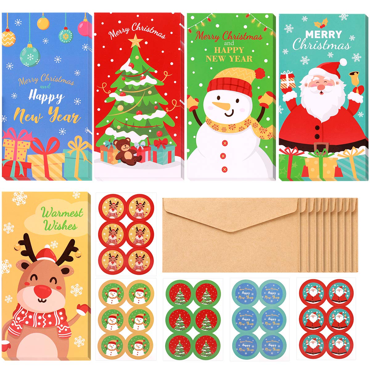 30-Piece Christmas Money Gift Card Set with Envelopes - 5 Festive Designs for Cash, Greeting Cards & Stickers | Perfect for Holiday Gifting, Stocking Stuffers & Party Favors
