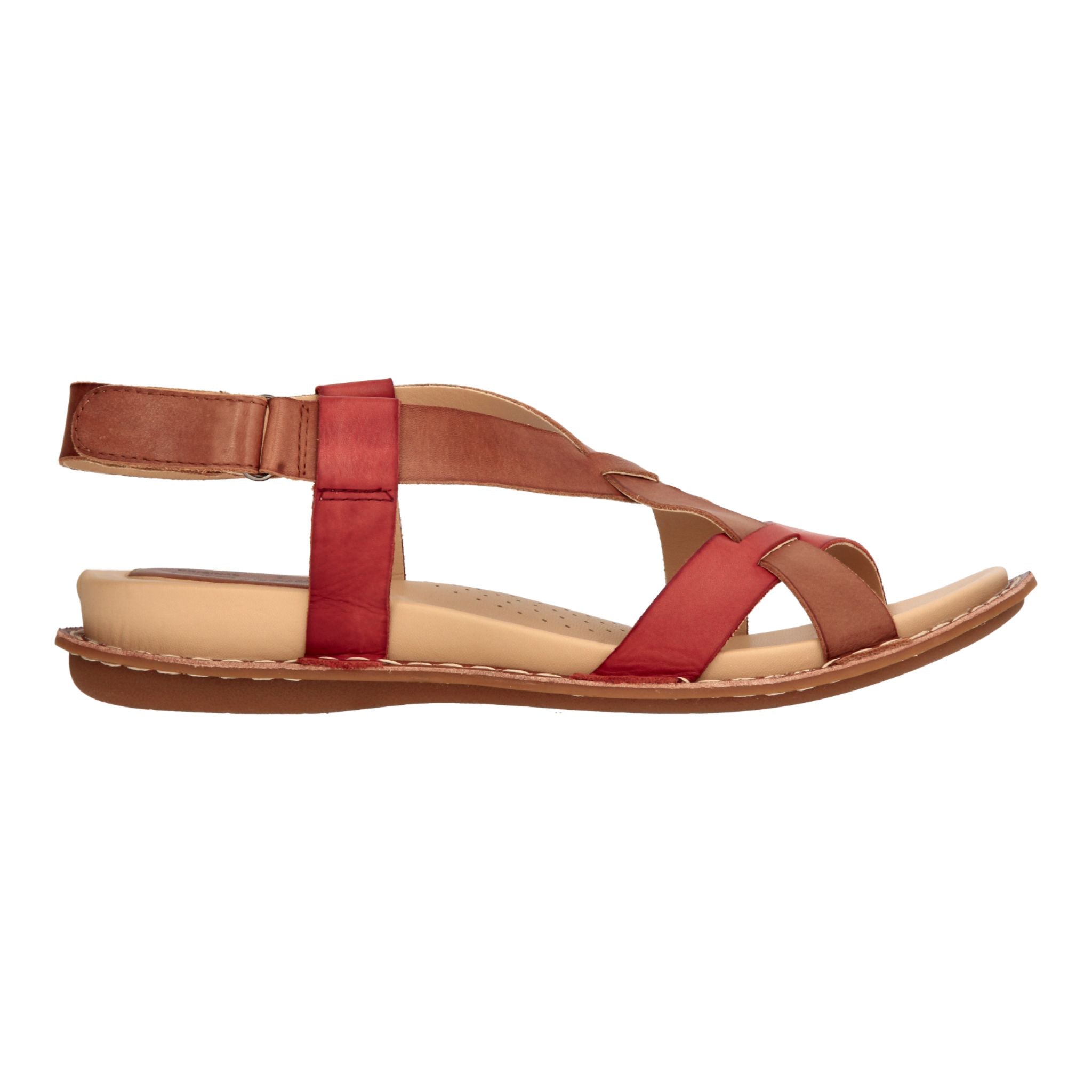 Barani Camel Multi Leather Sandals for Women - Comfortable Cross Strap Design - Perfect for Beach, Vacation & Summer Outfits
