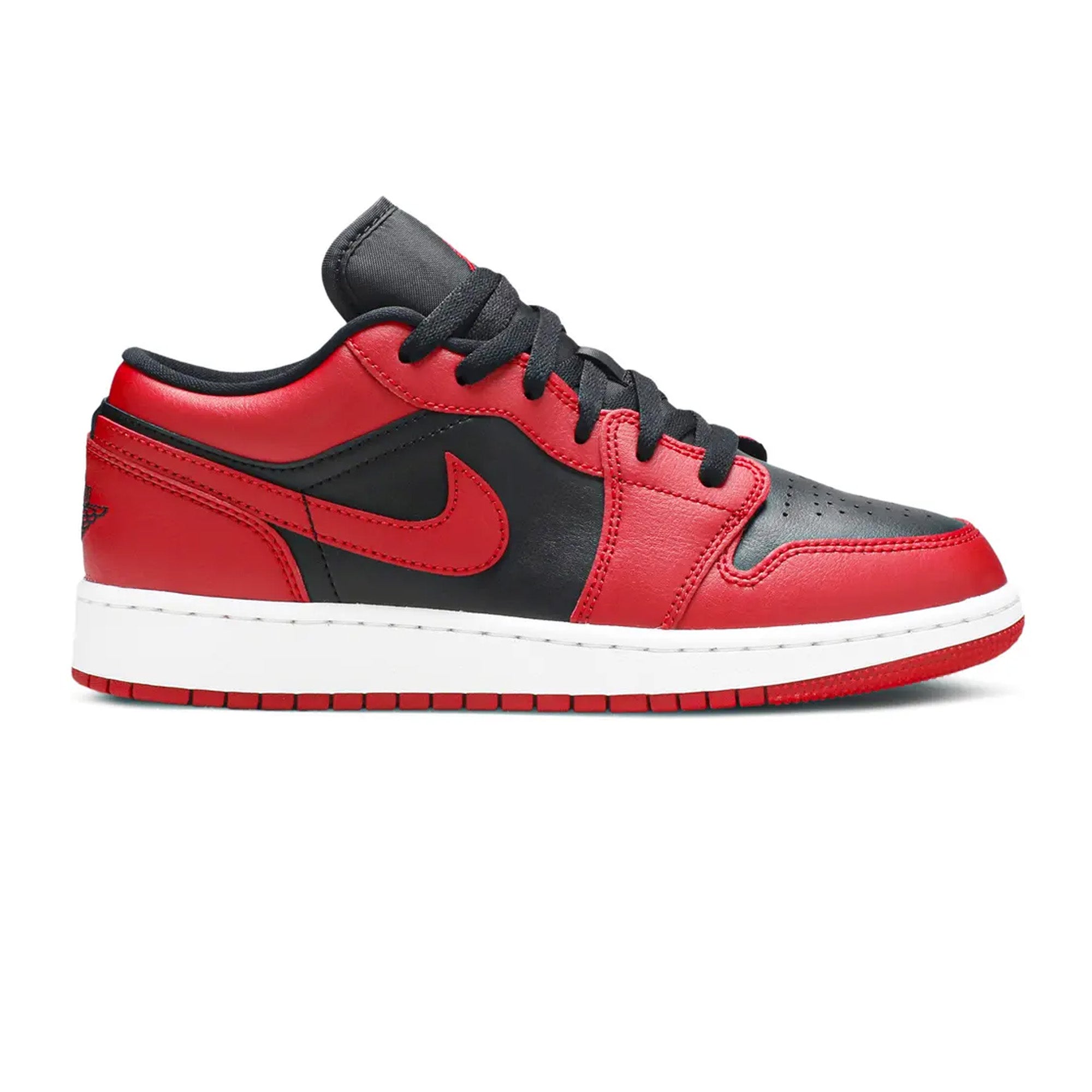 Air Jordan 1 Low 'Reverse Bred' GS Sneakers - Red & Black Basketball Shoes for Kids - Perfect for School, Sports & Casual Wear
