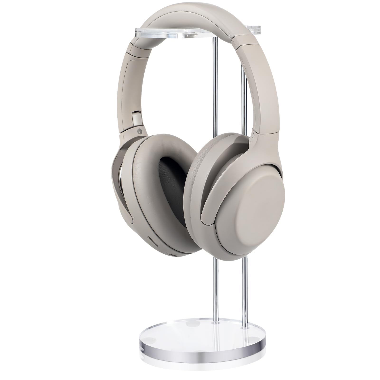 Xuhal Clear Acrylic Headphone Stand with Metal Base - Universal Gaming Headset Holder for Desk Display | Perfect for Home Office, Gaming Setup & Studio Organization