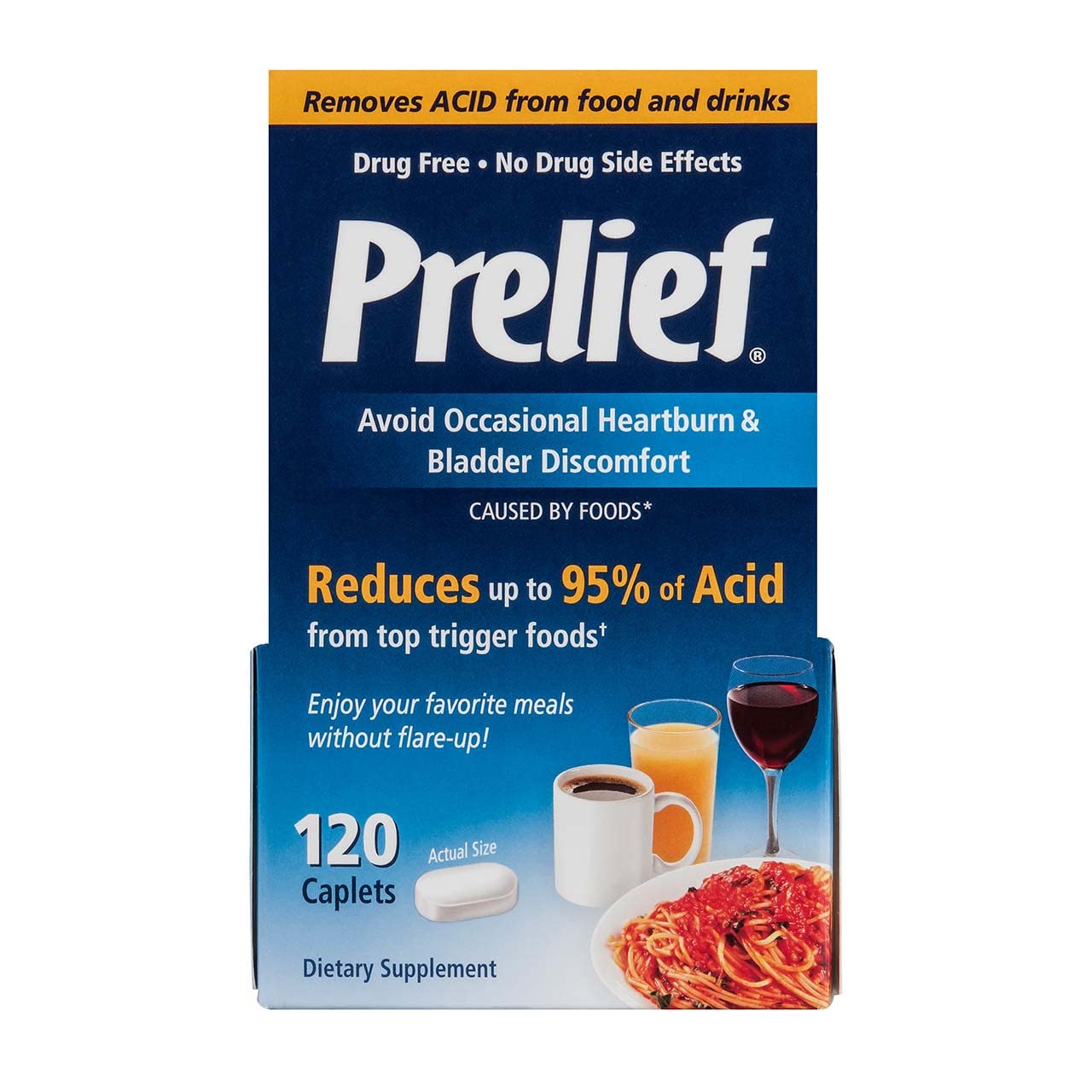 Prelief Dietary Supplement for Heartburn & Acid Indigestion Relief - 120 Caplets (Pack of 6) | Fast-Acting Antacid for GERD & Upset Stomach | Home, Travel & Work Use